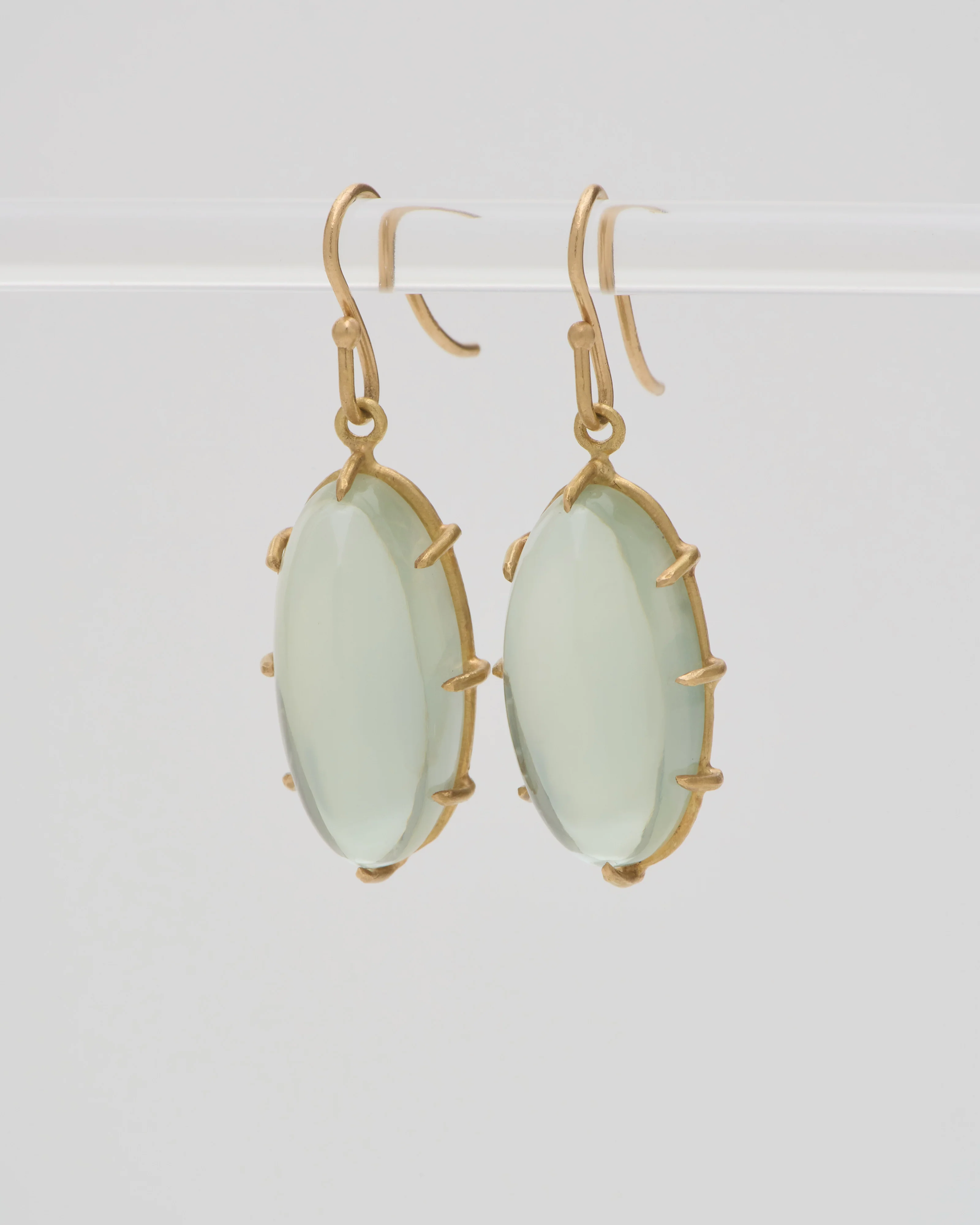 sage moonstone cabochon drop earrings - Image 5