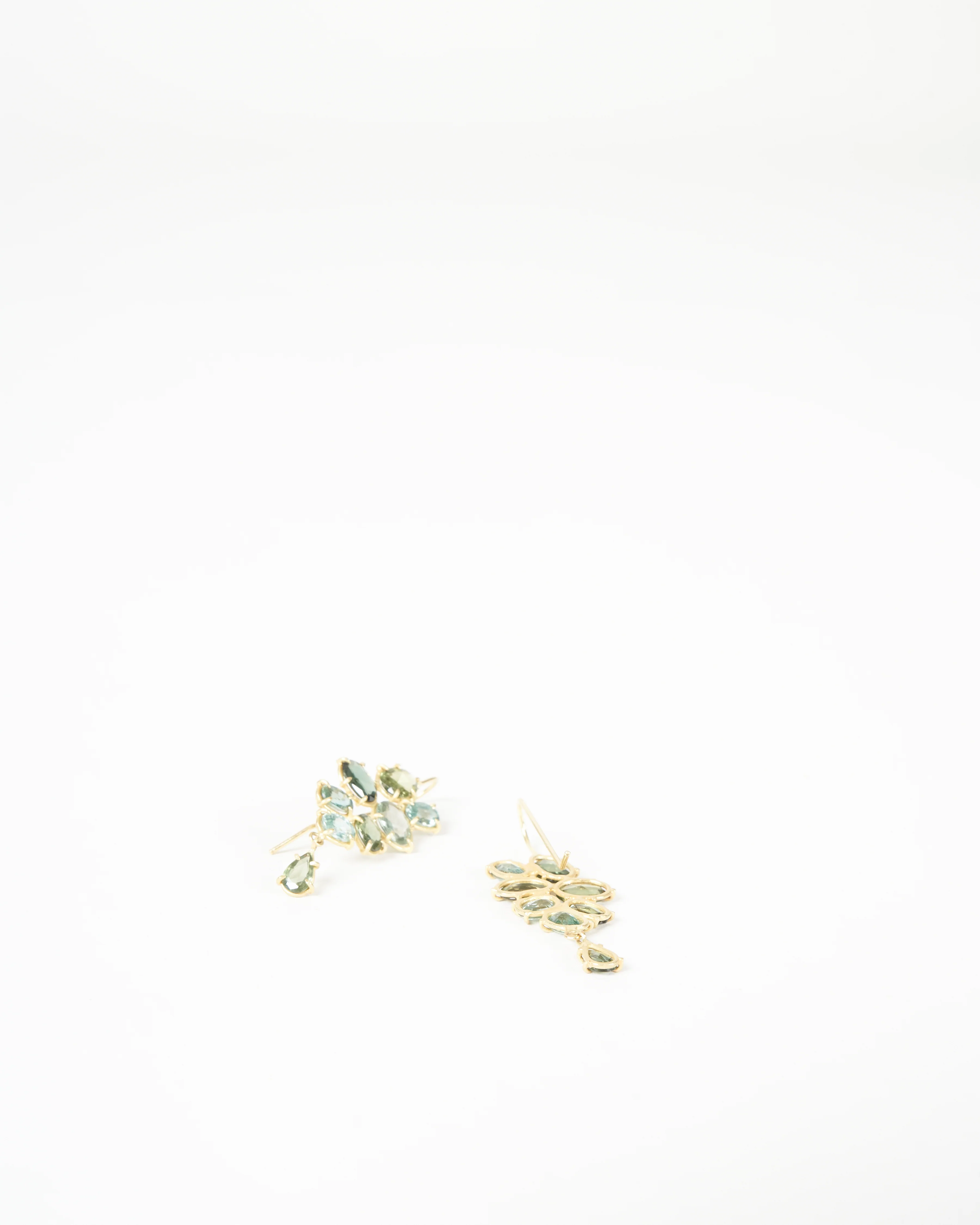 sapphire and tourmaline florette earrings - gold - Image 4