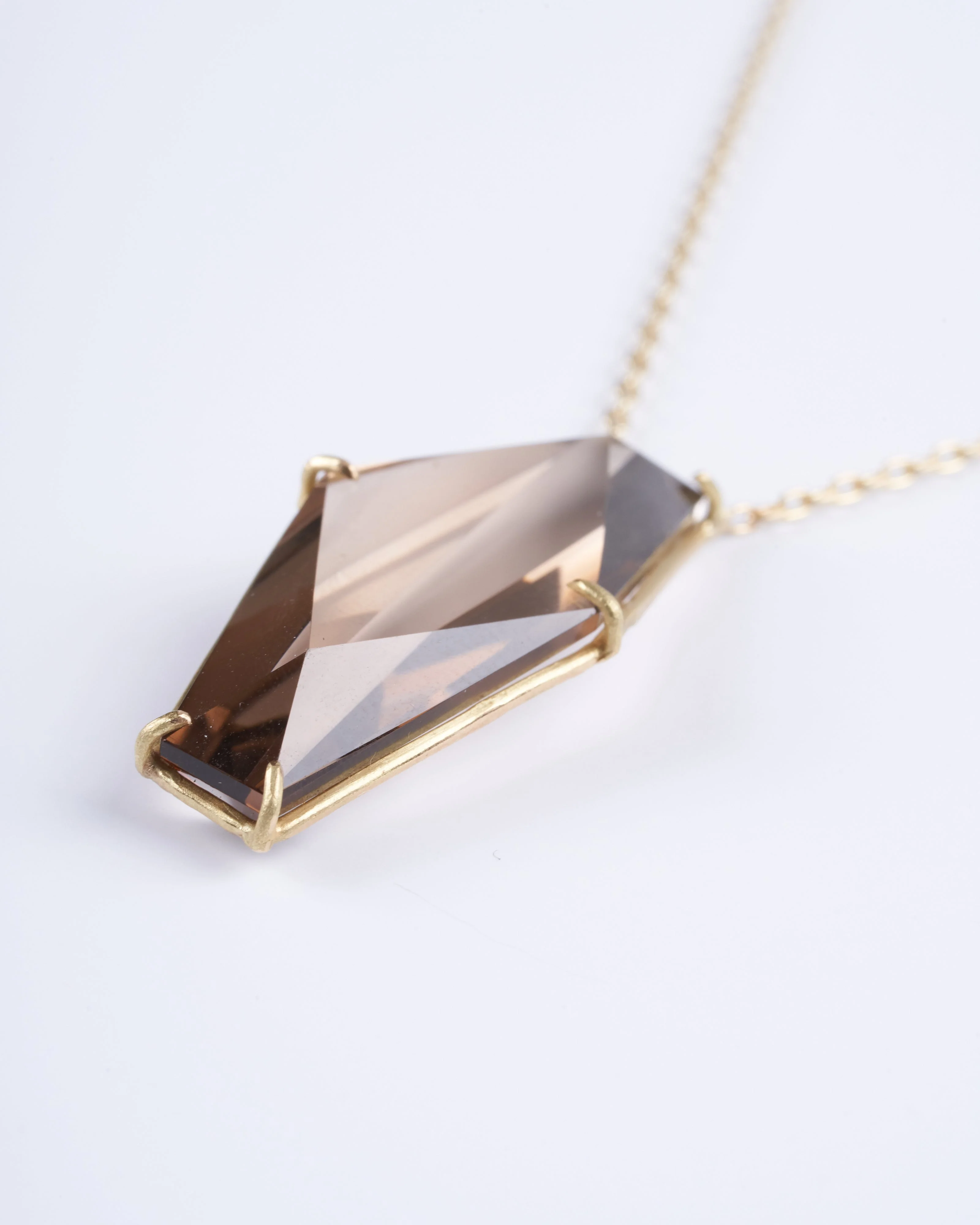 smokey topaz faceted geometric gemstone necklace - Image 2