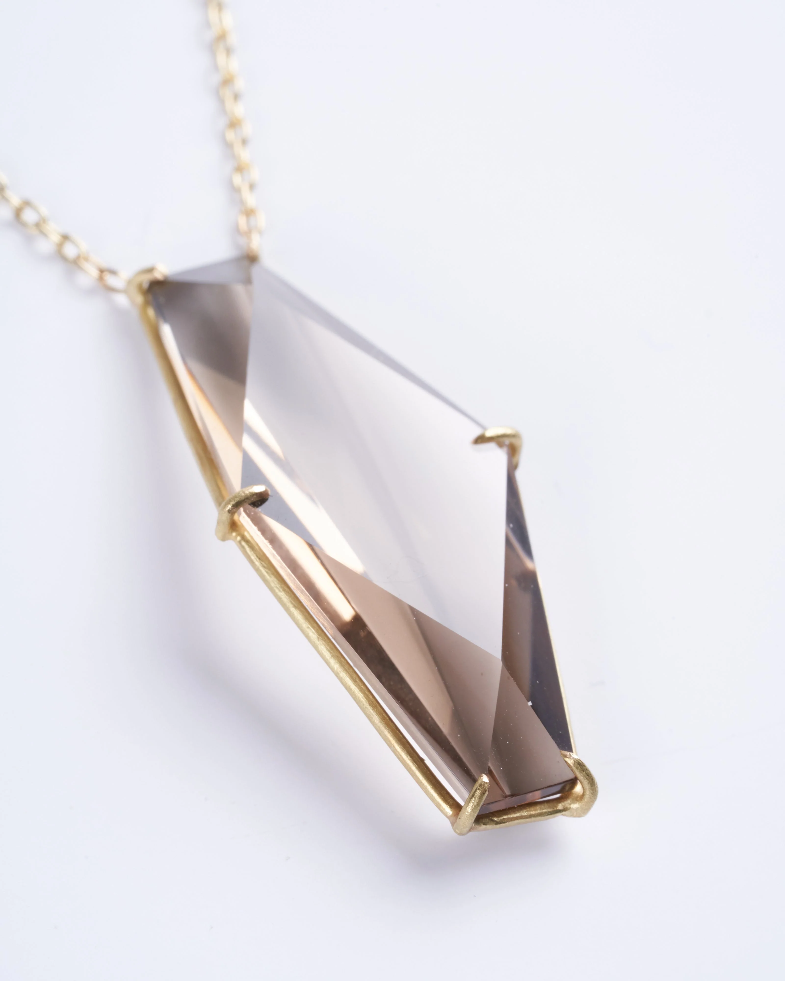 smokey topaz faceted geometric gemstone necklace - Image 3