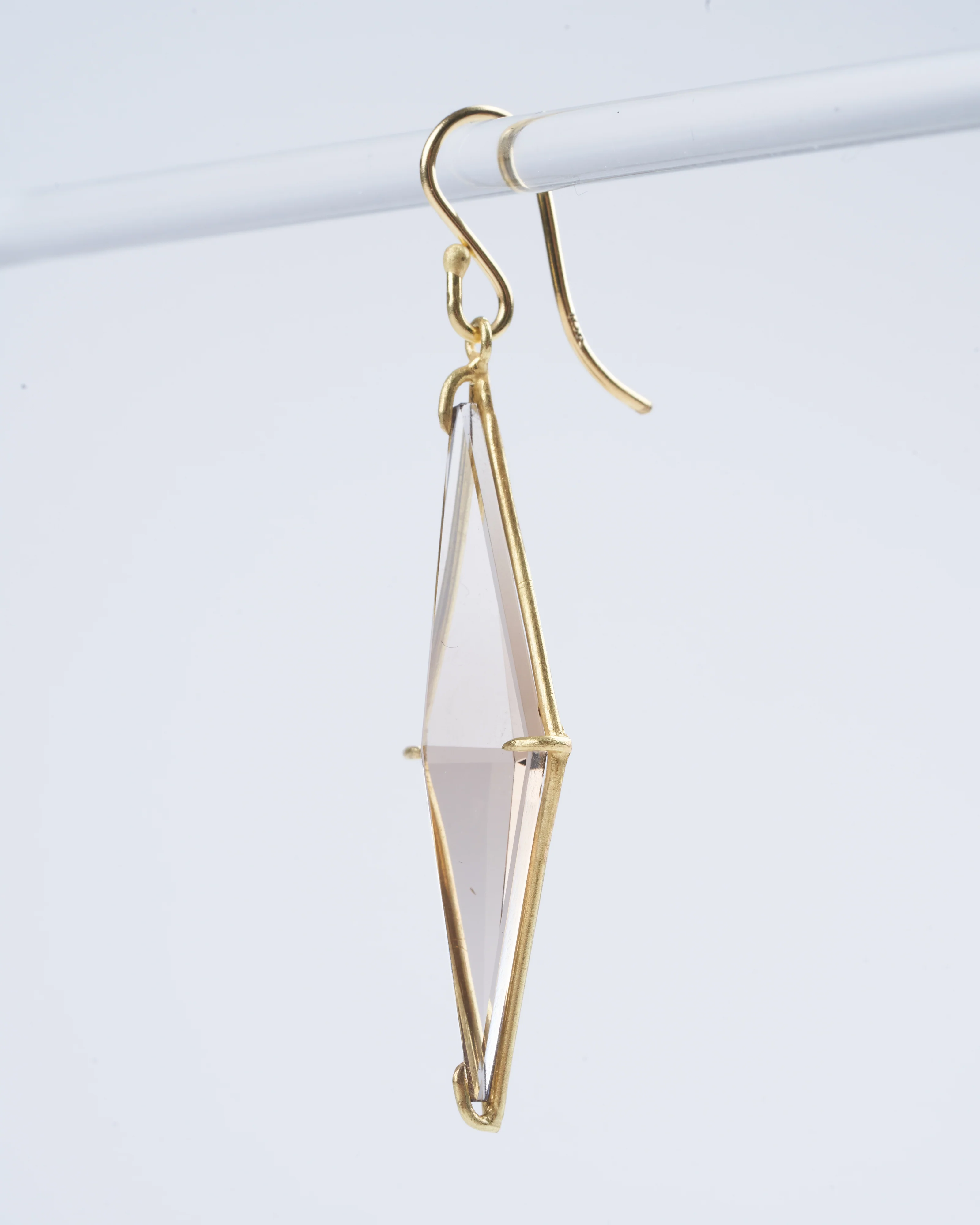 smokey topaz kite shaped drop earrings - gold/ taupe - Image 4