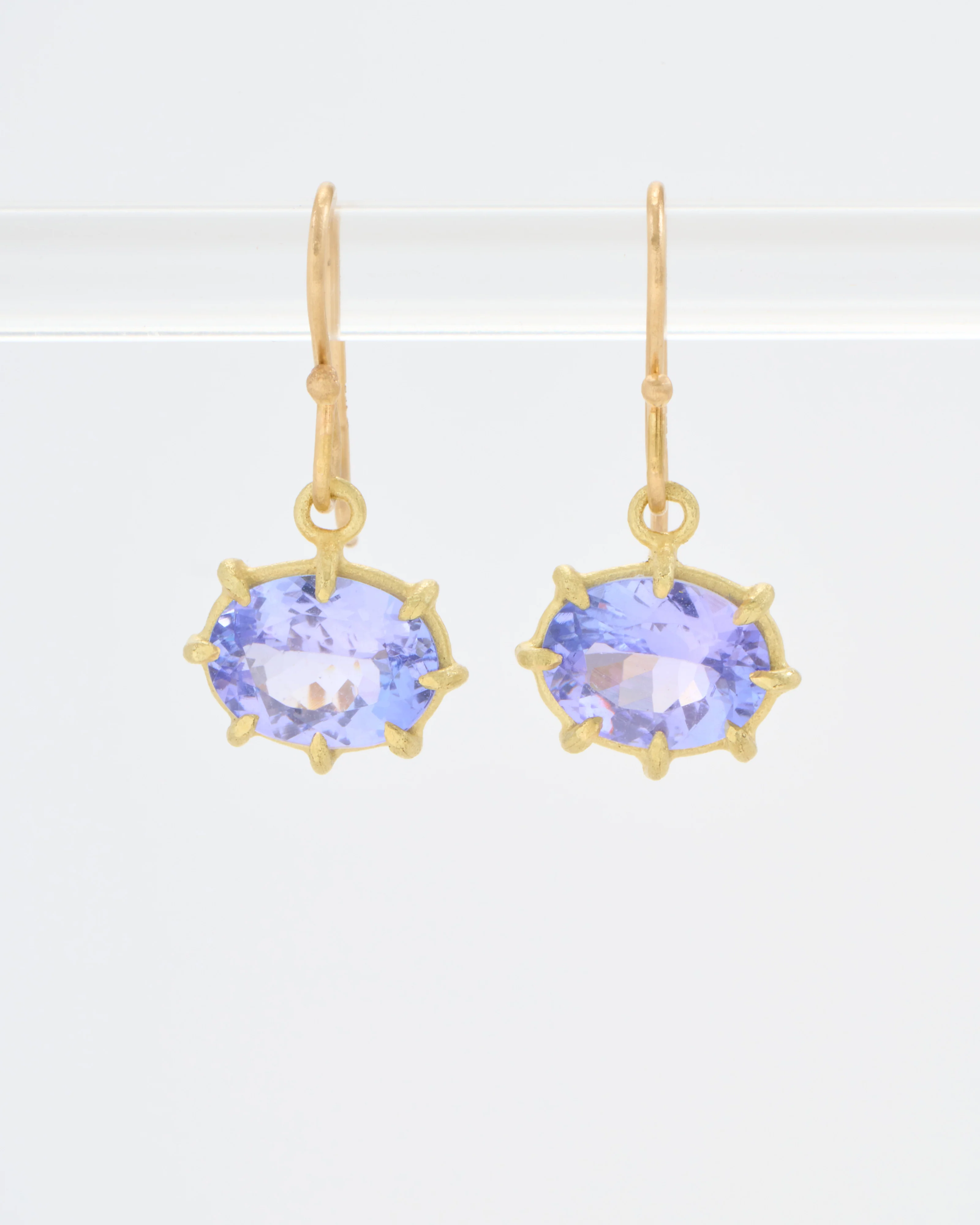 tanzanite faceted oval mini drop earrings