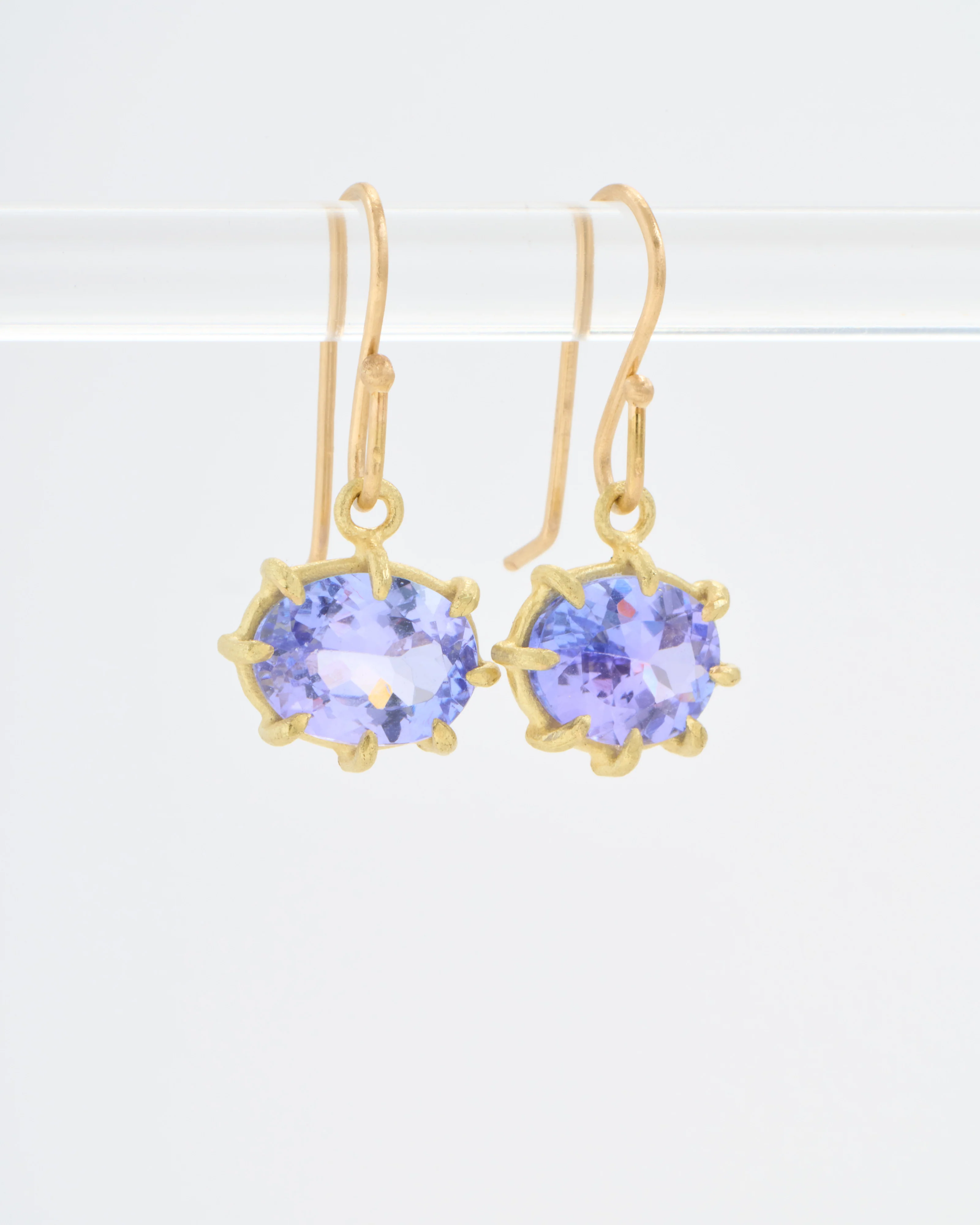 tanzanite faceted oval mini drop earrings - Image 2