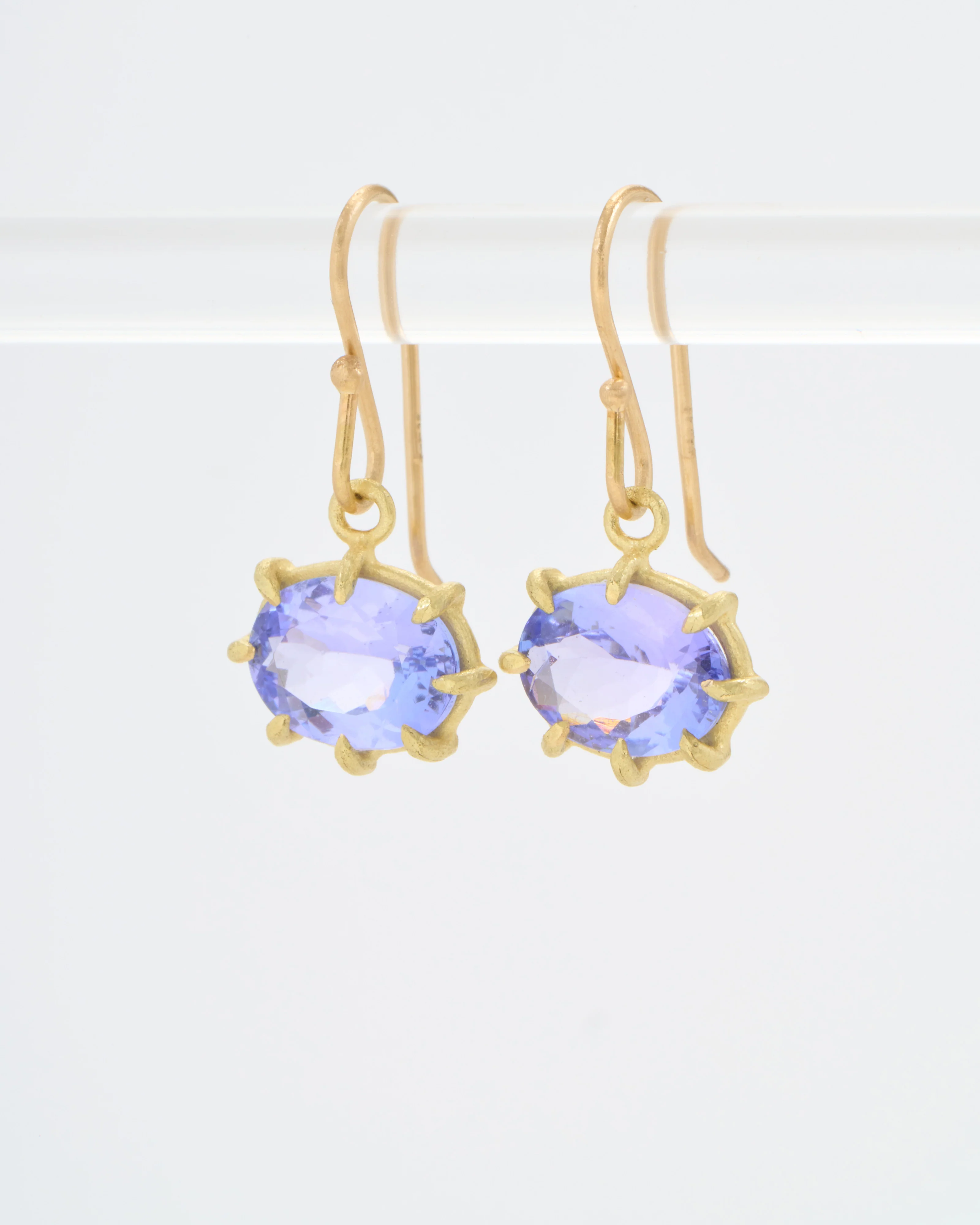 tanzanite faceted oval mini drop earrings - Image 3