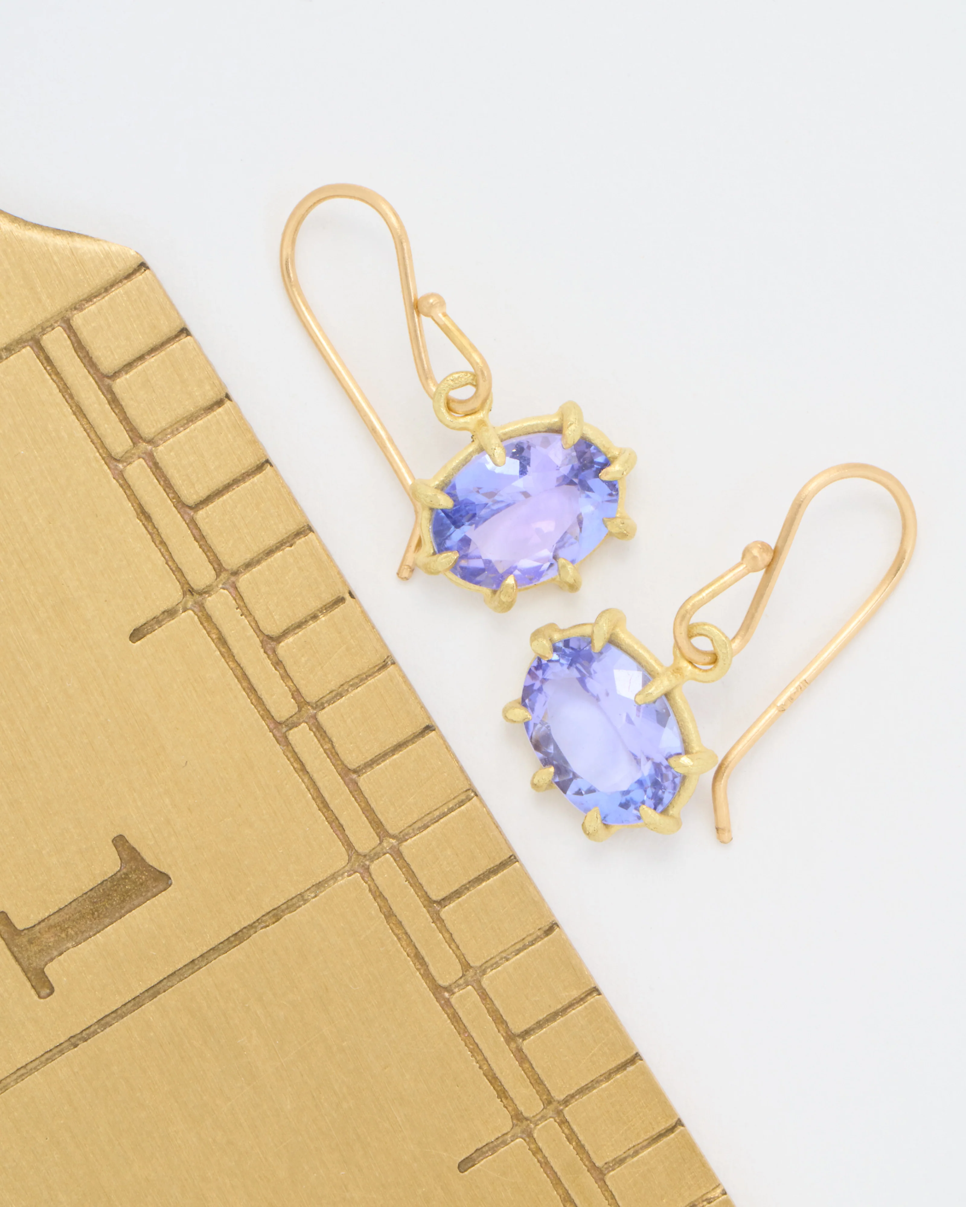 tanzanite faceted oval mini drop earrings - Image 6
