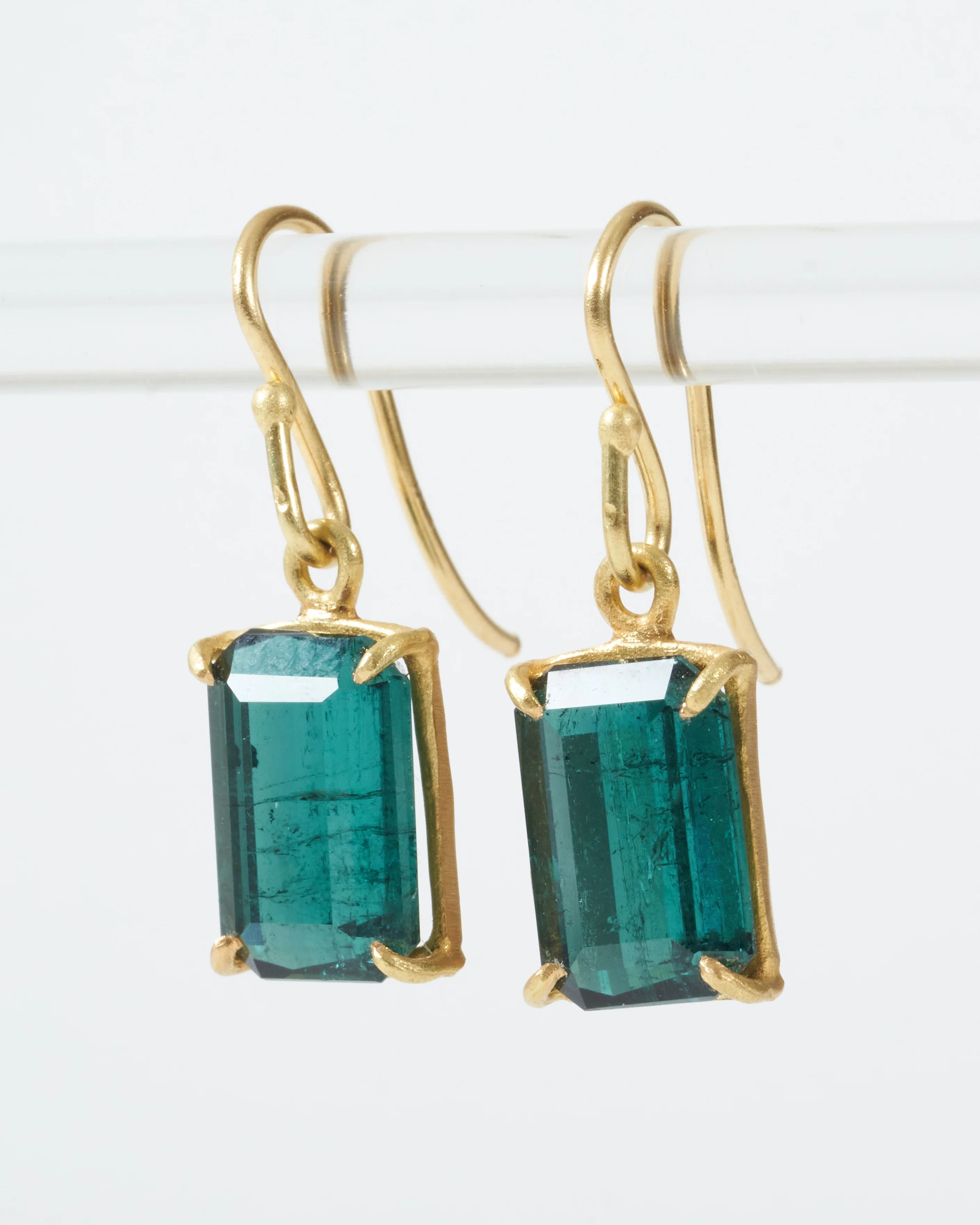 tourmaline, emerald cut drop earrings - Image 2