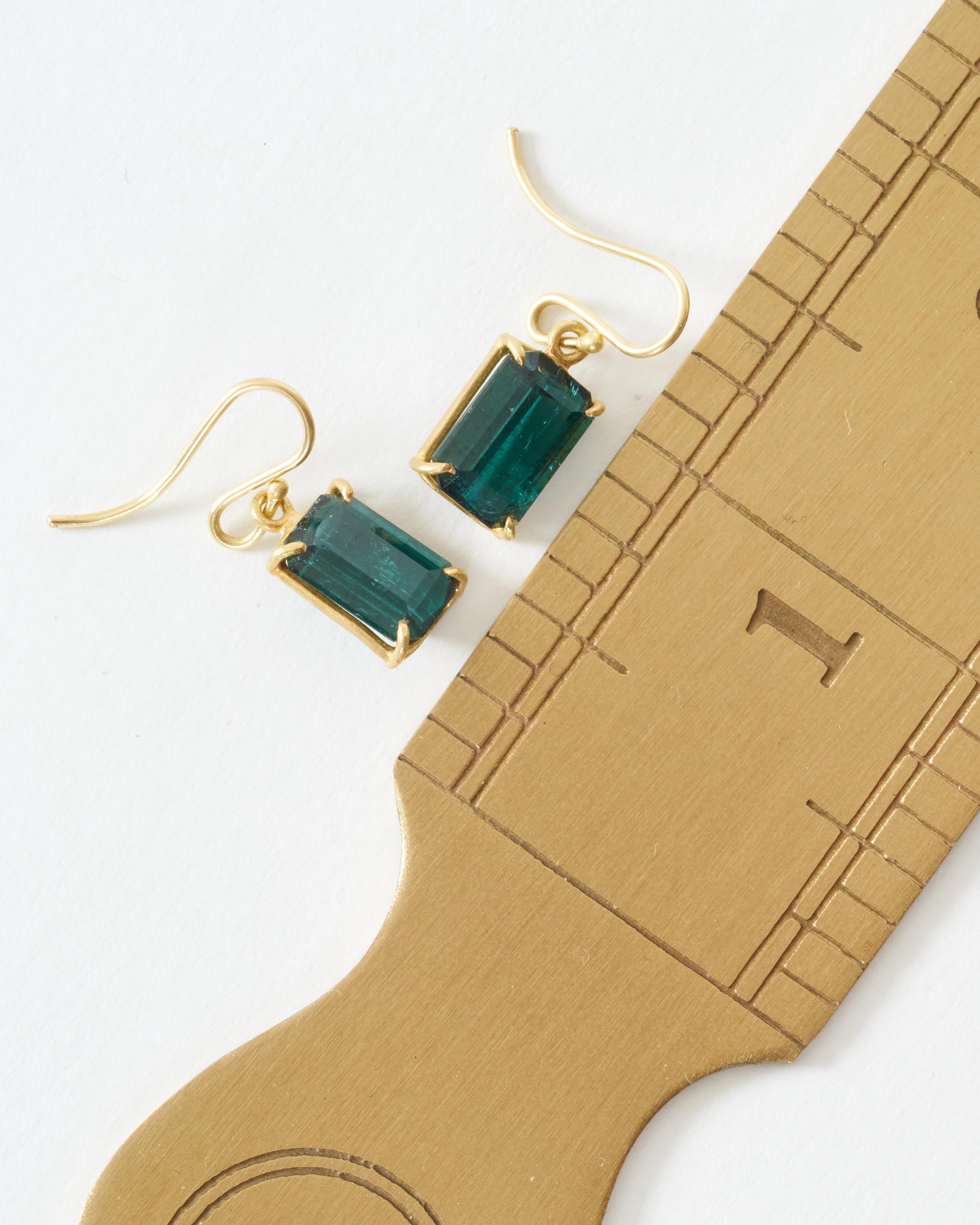 tourmaline, emerald cut drop earrings - Image 4