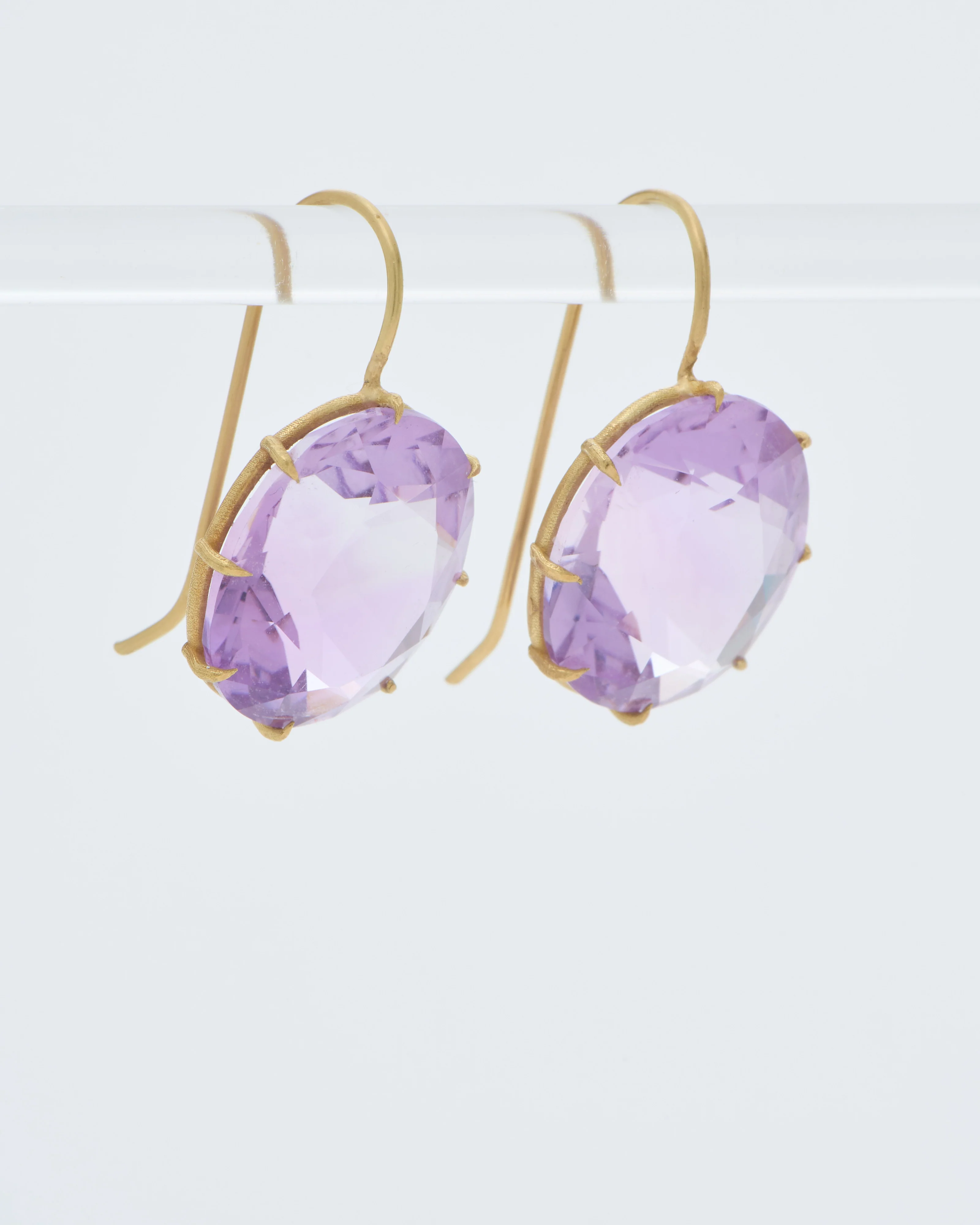 violet amethyst large faceted oval earrings - Image 2
