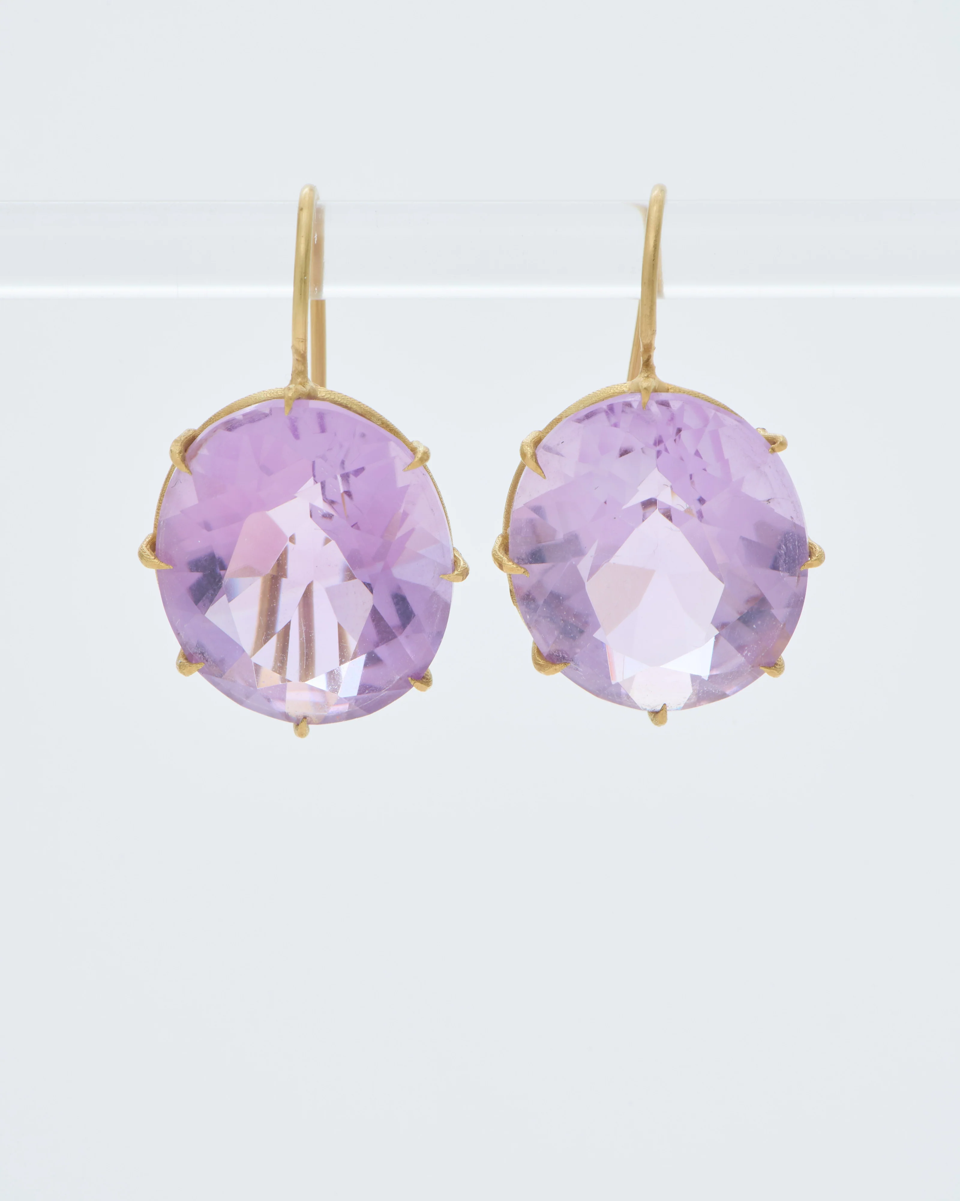 violet amethyst large faceted oval earrings - Image 3