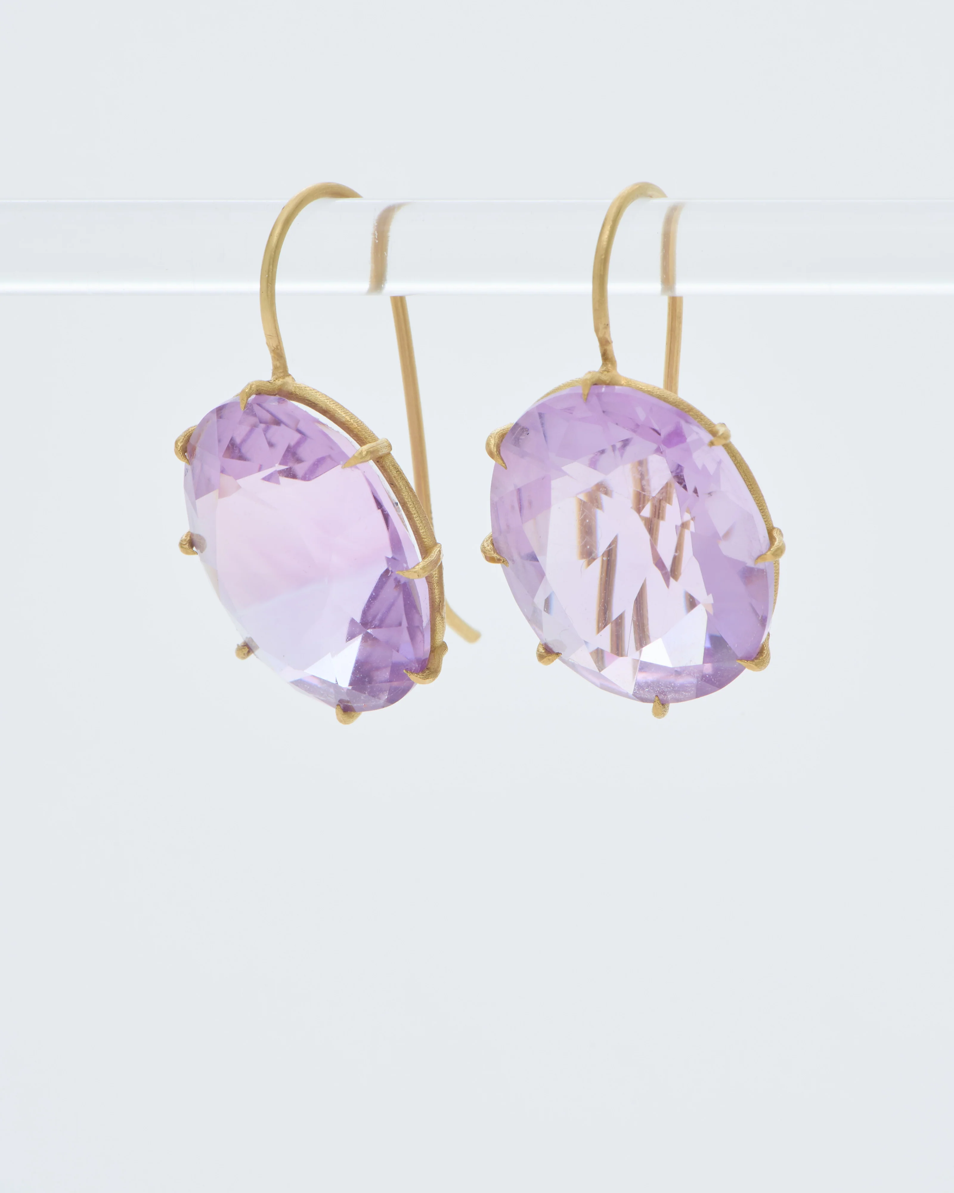 violet amethyst large faceted oval earrings - Image 4
