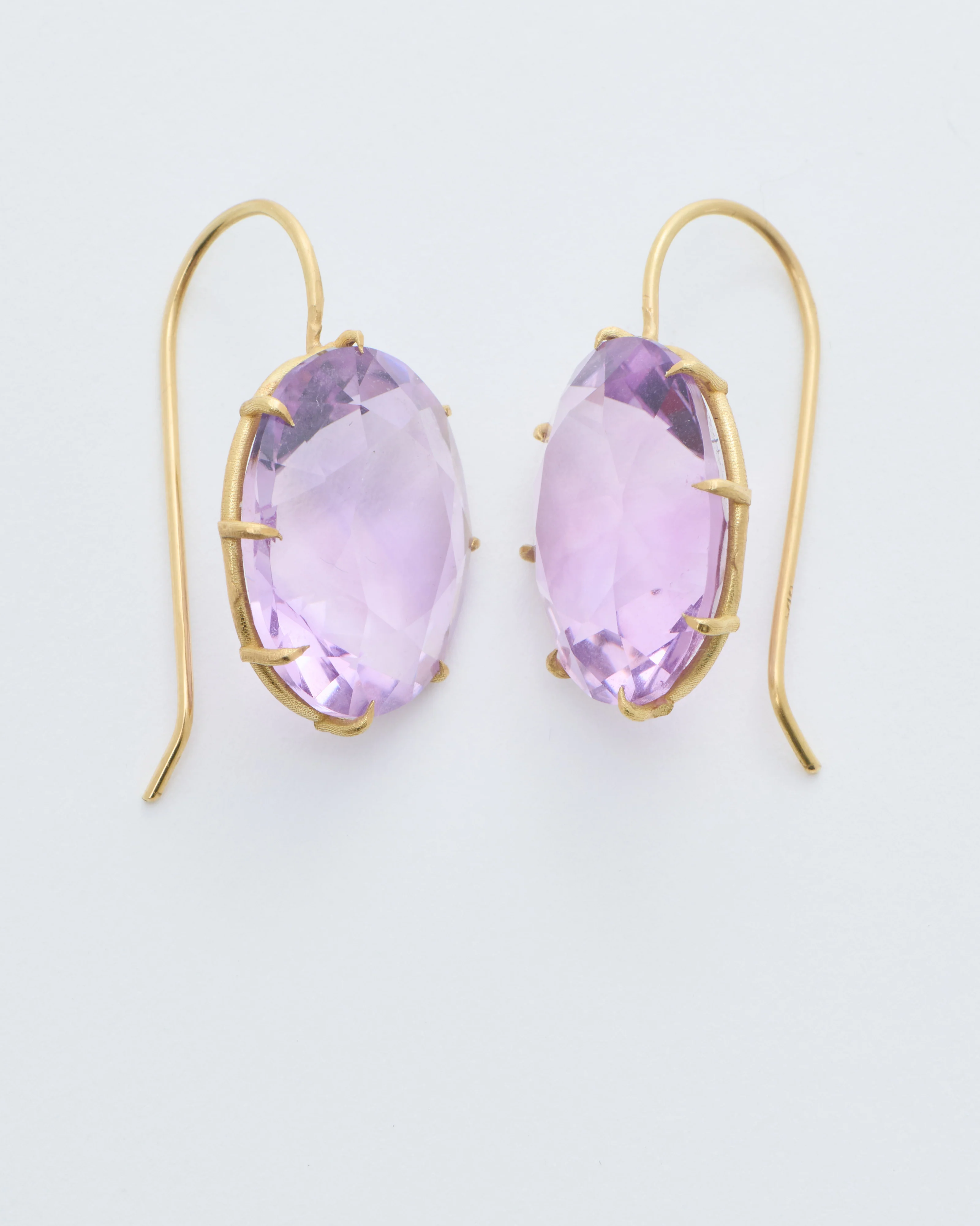 violet amethyst large faceted oval earrings - Image 5