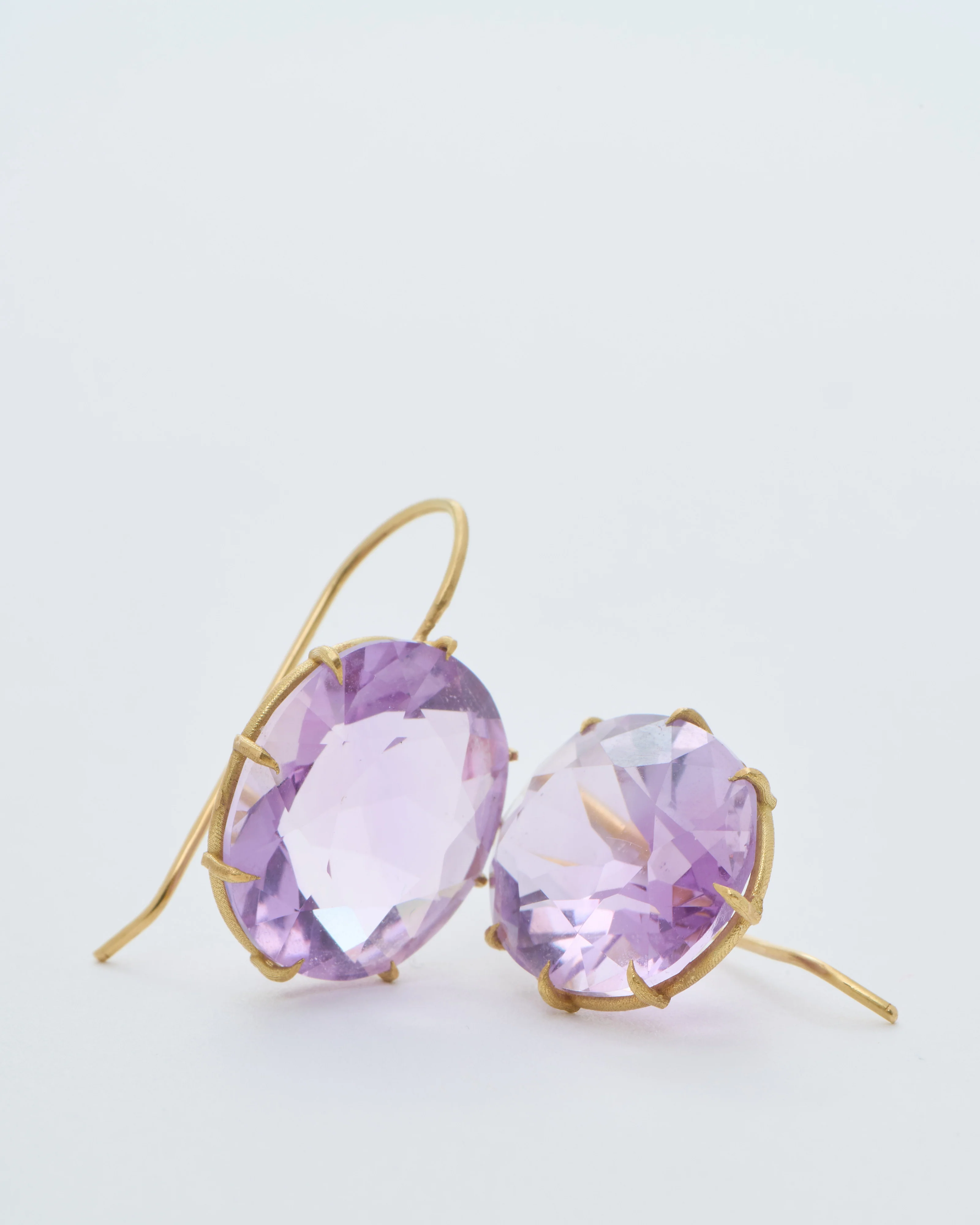 violet amethyst large faceted oval earrings - Image 6