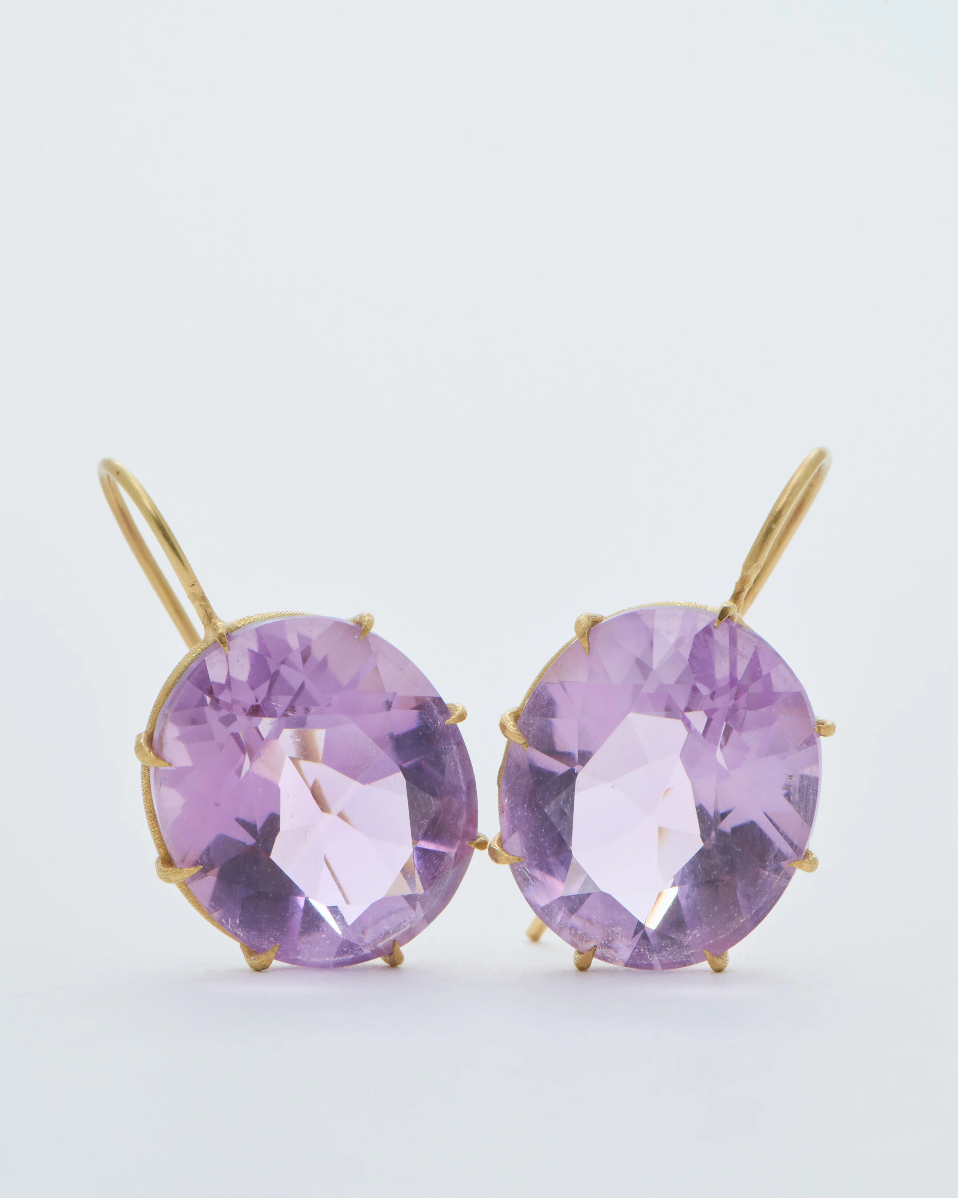 violet amethyst large faceted oval earrings - Image 7