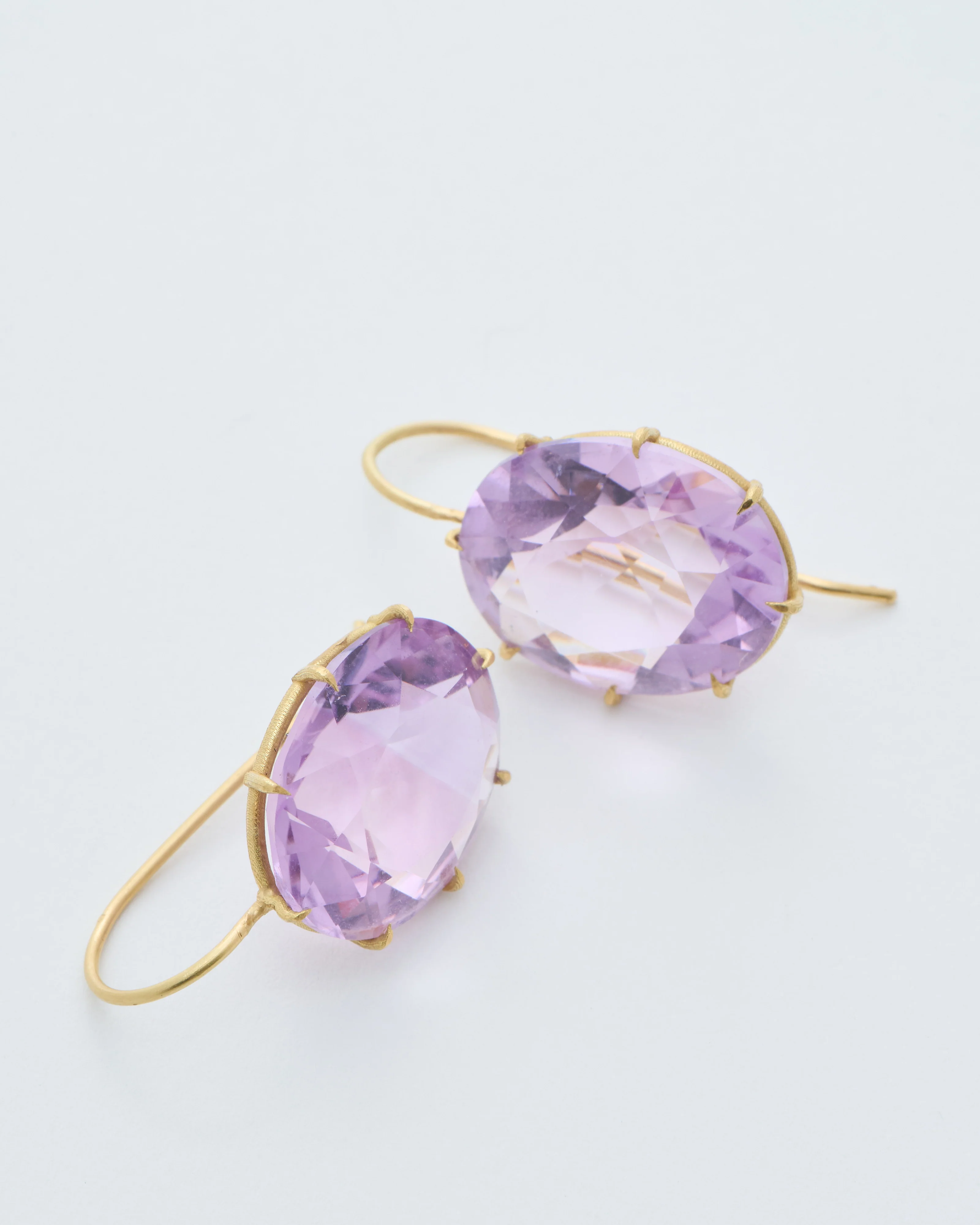 violet amethyst large faceted oval earrings - Image 8