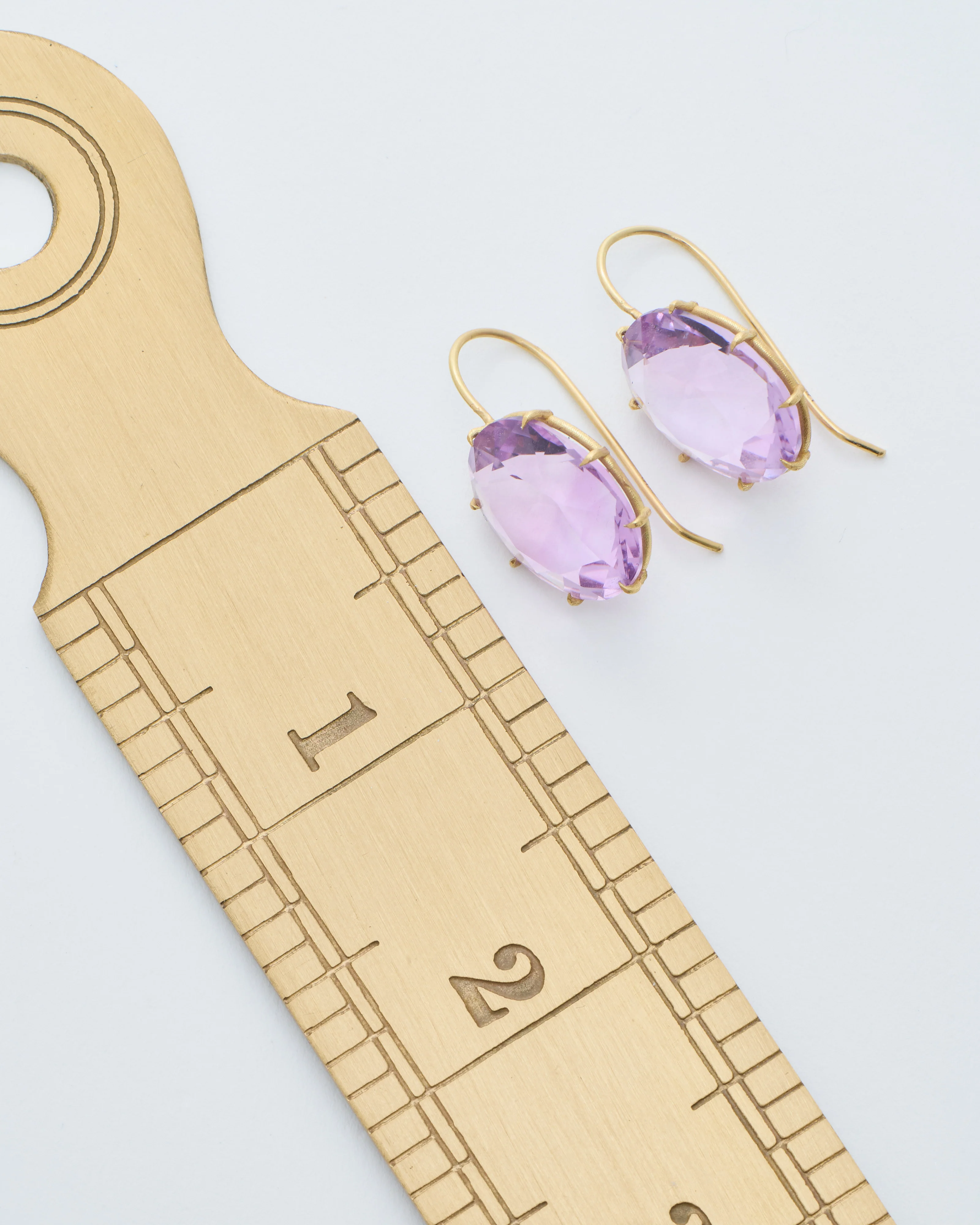 violet amethyst large faceted oval earrings - Image 9