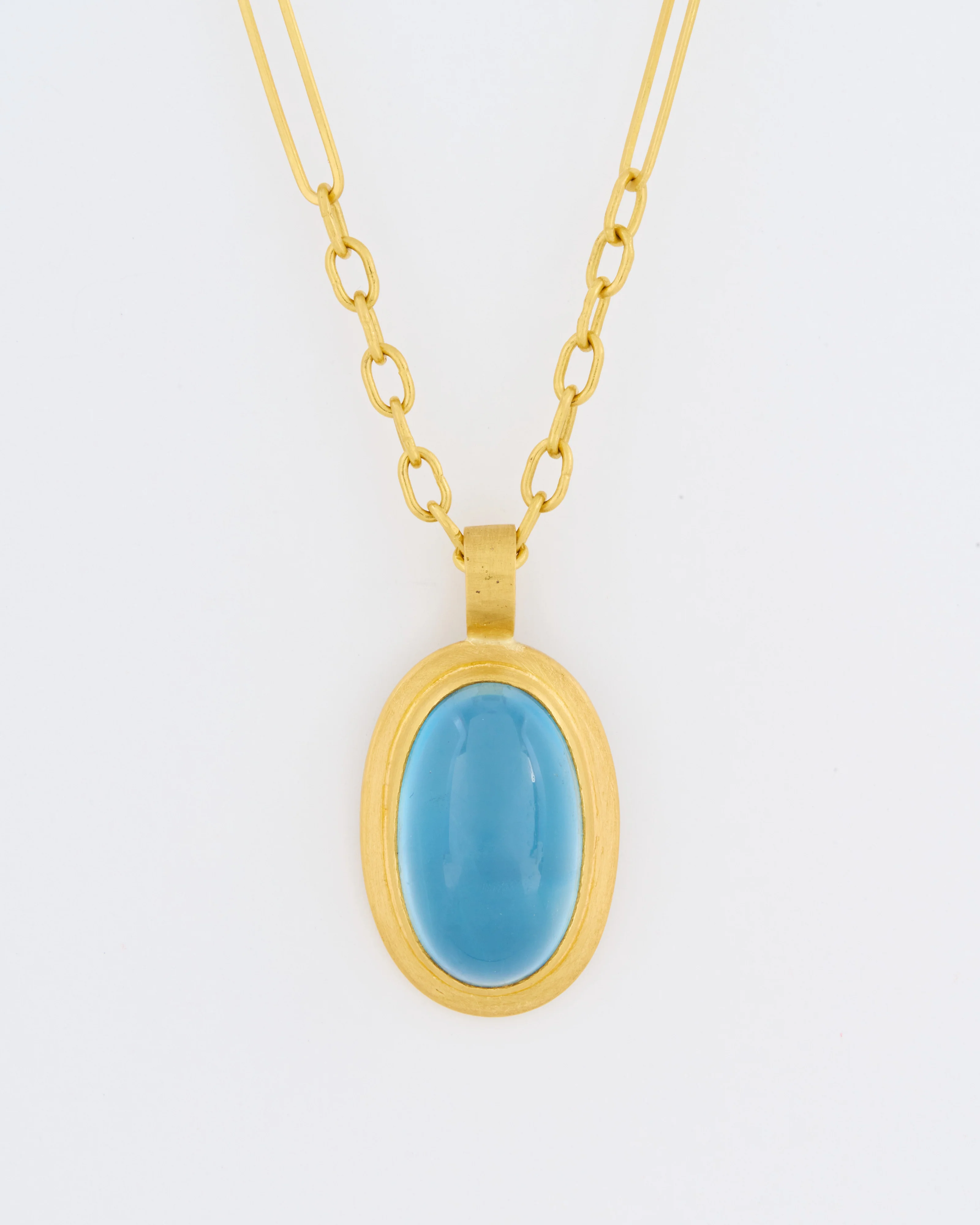 vivid aquamarine cabochon oval pendant - Image 2