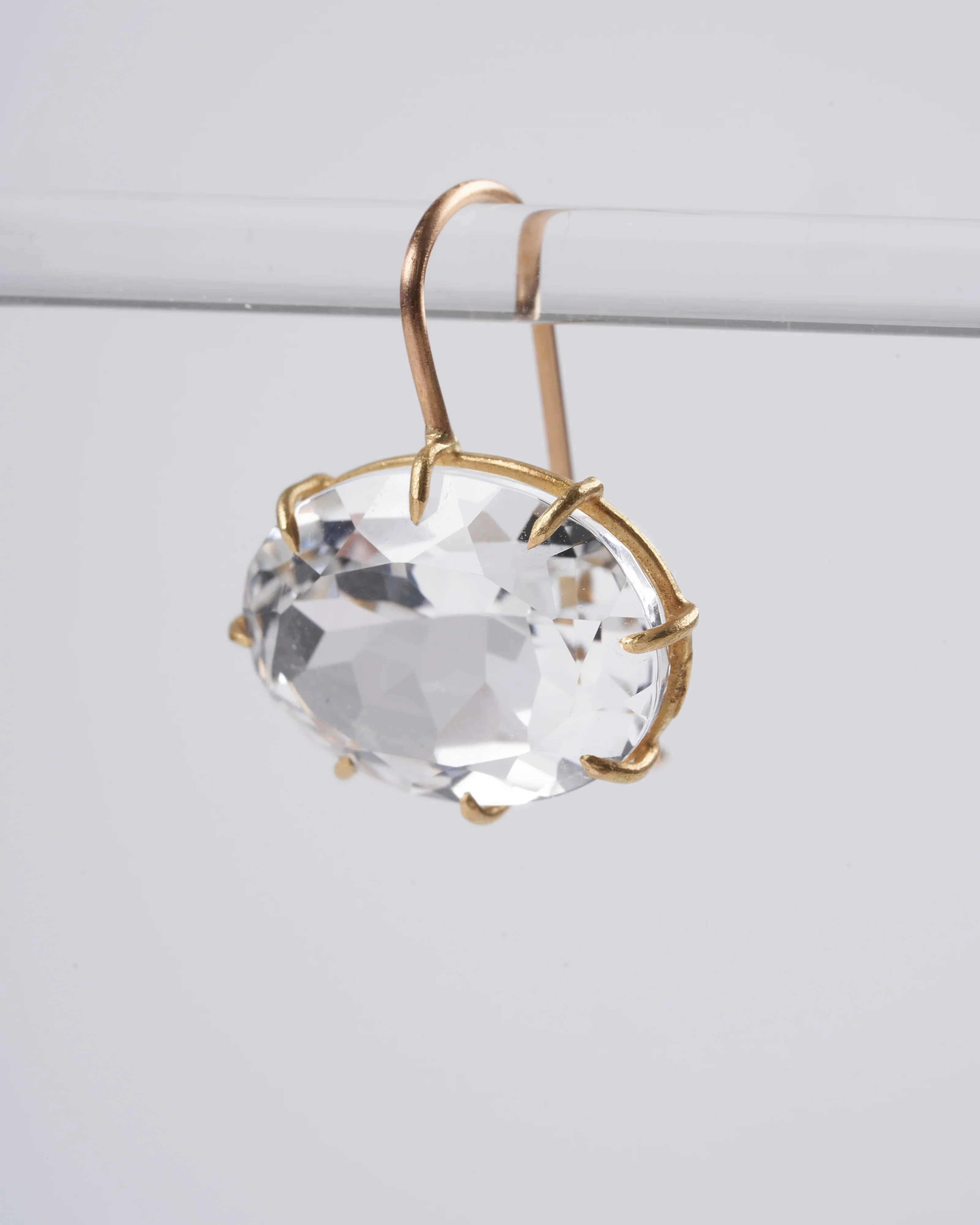 white topaz faceted oval earrings - Image 2
