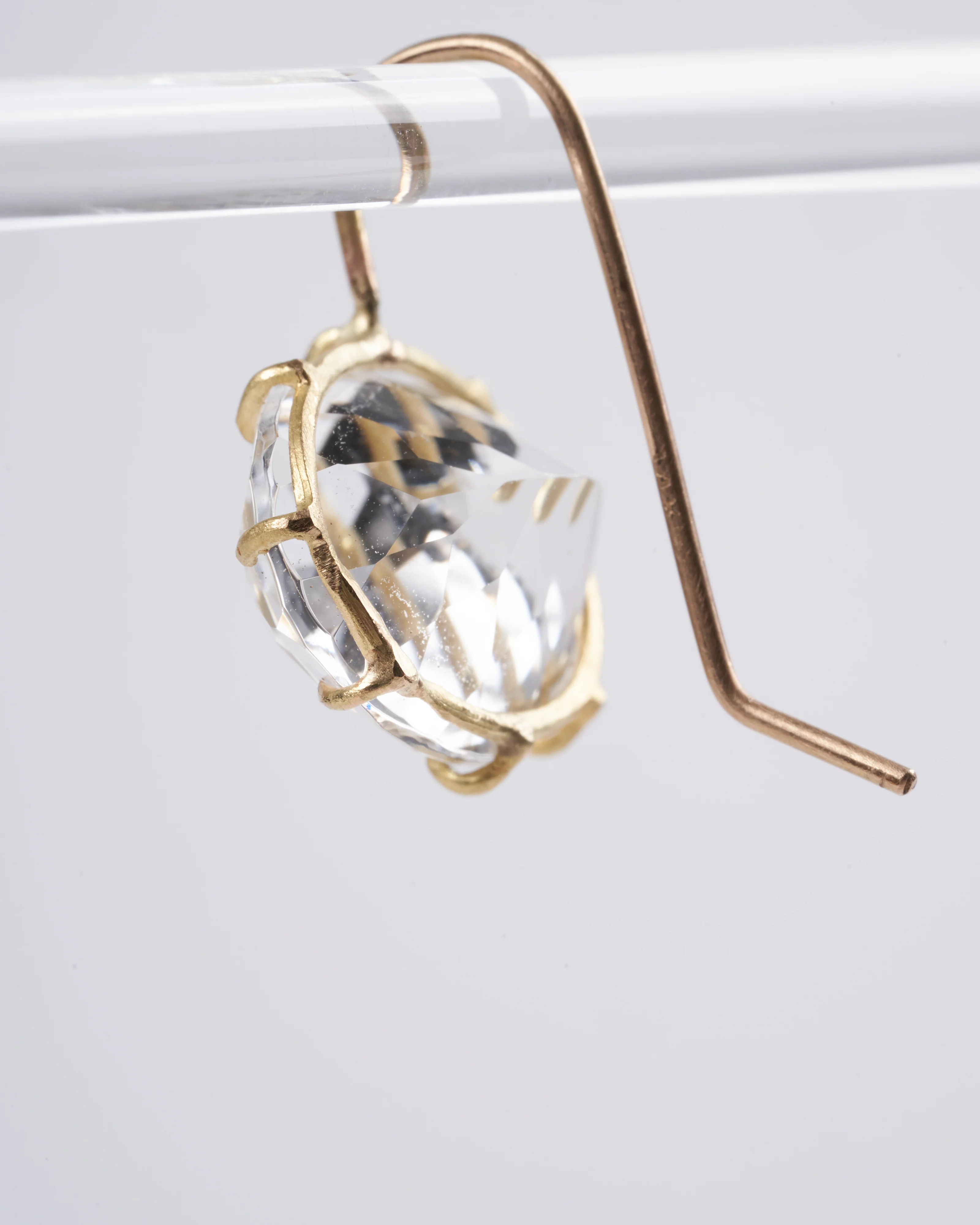 white topaz faceted oval earrings - Image 3