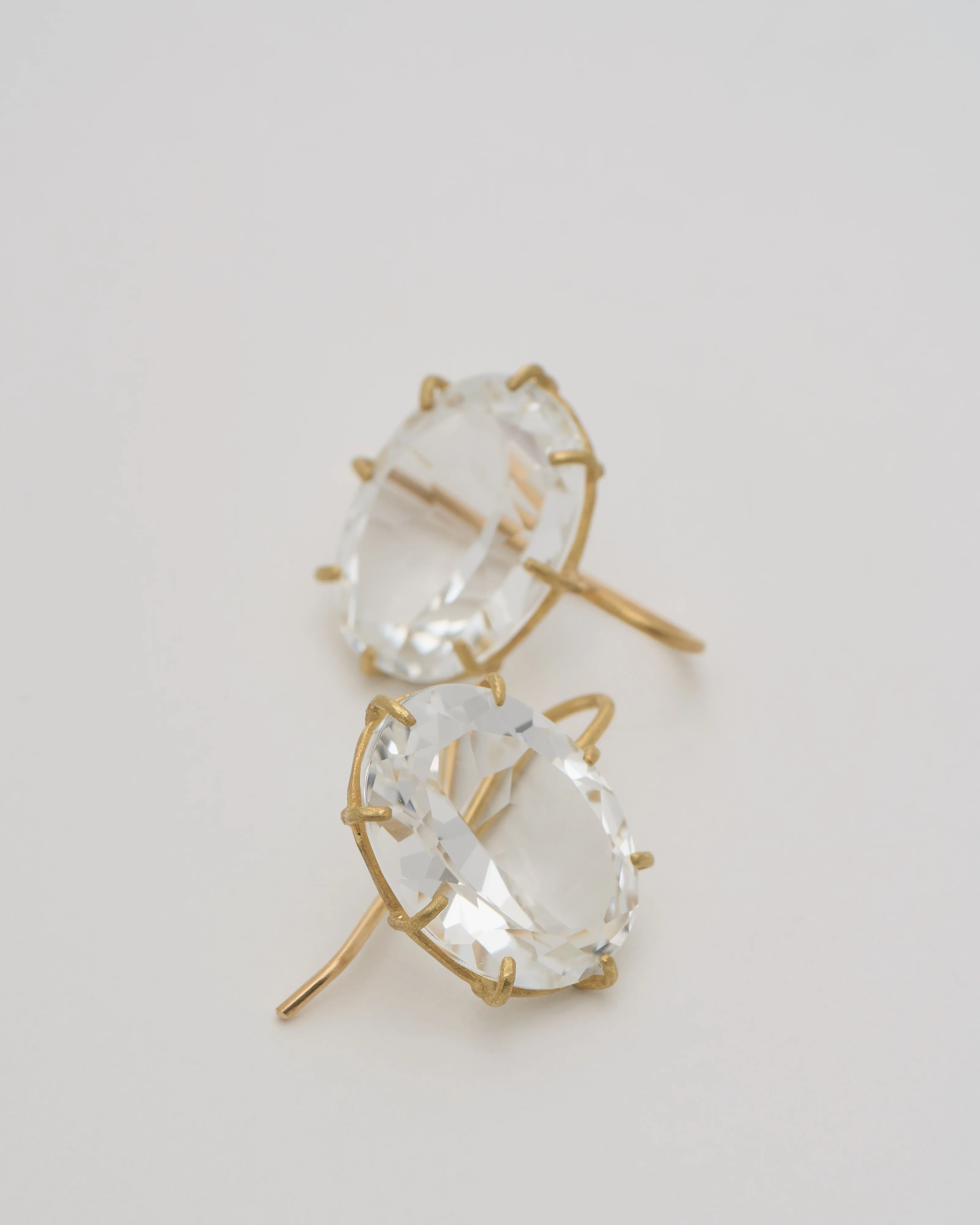 white topaz faceted oval earrings - Image 2