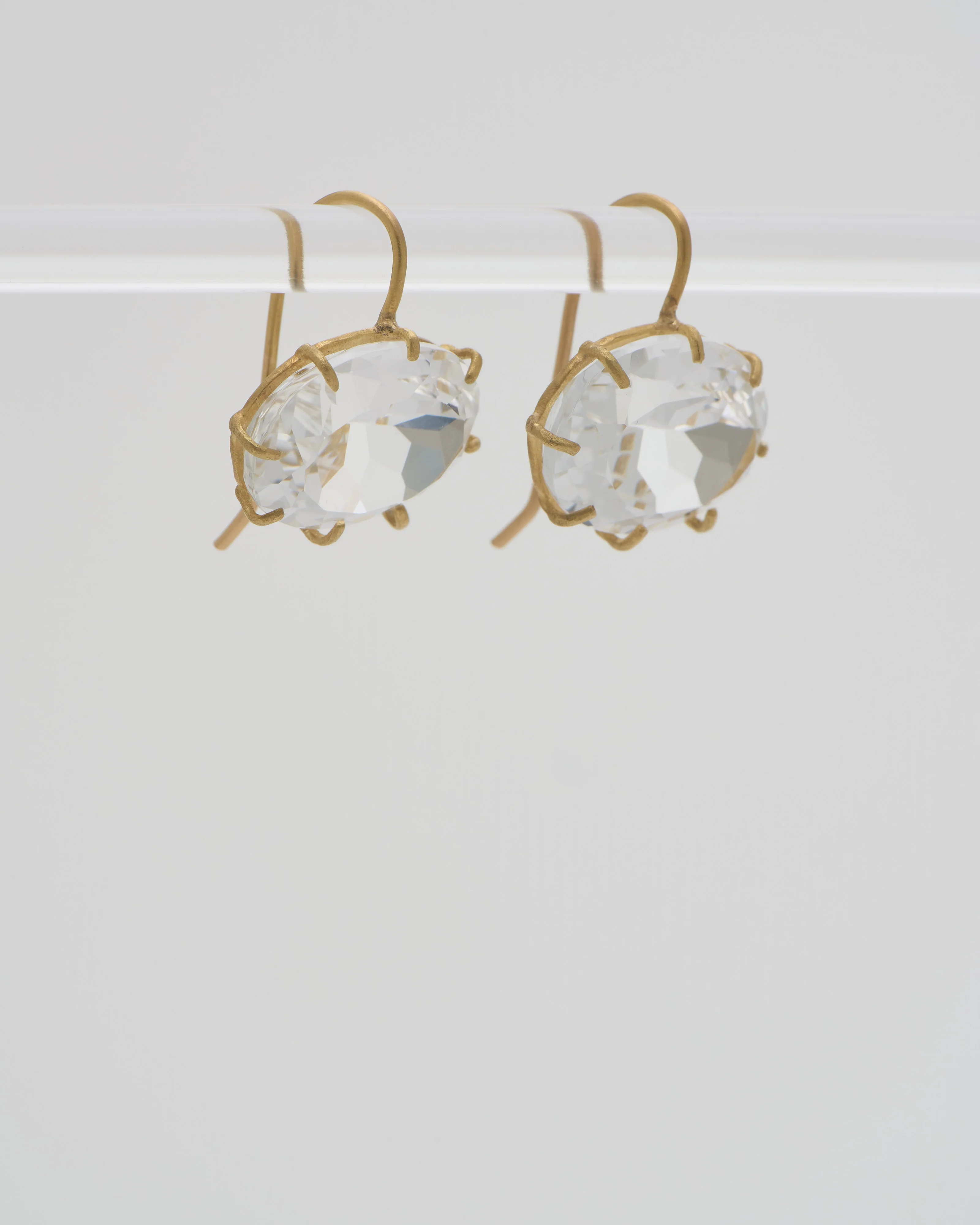 white topaz faceted oval earrings - Image 3