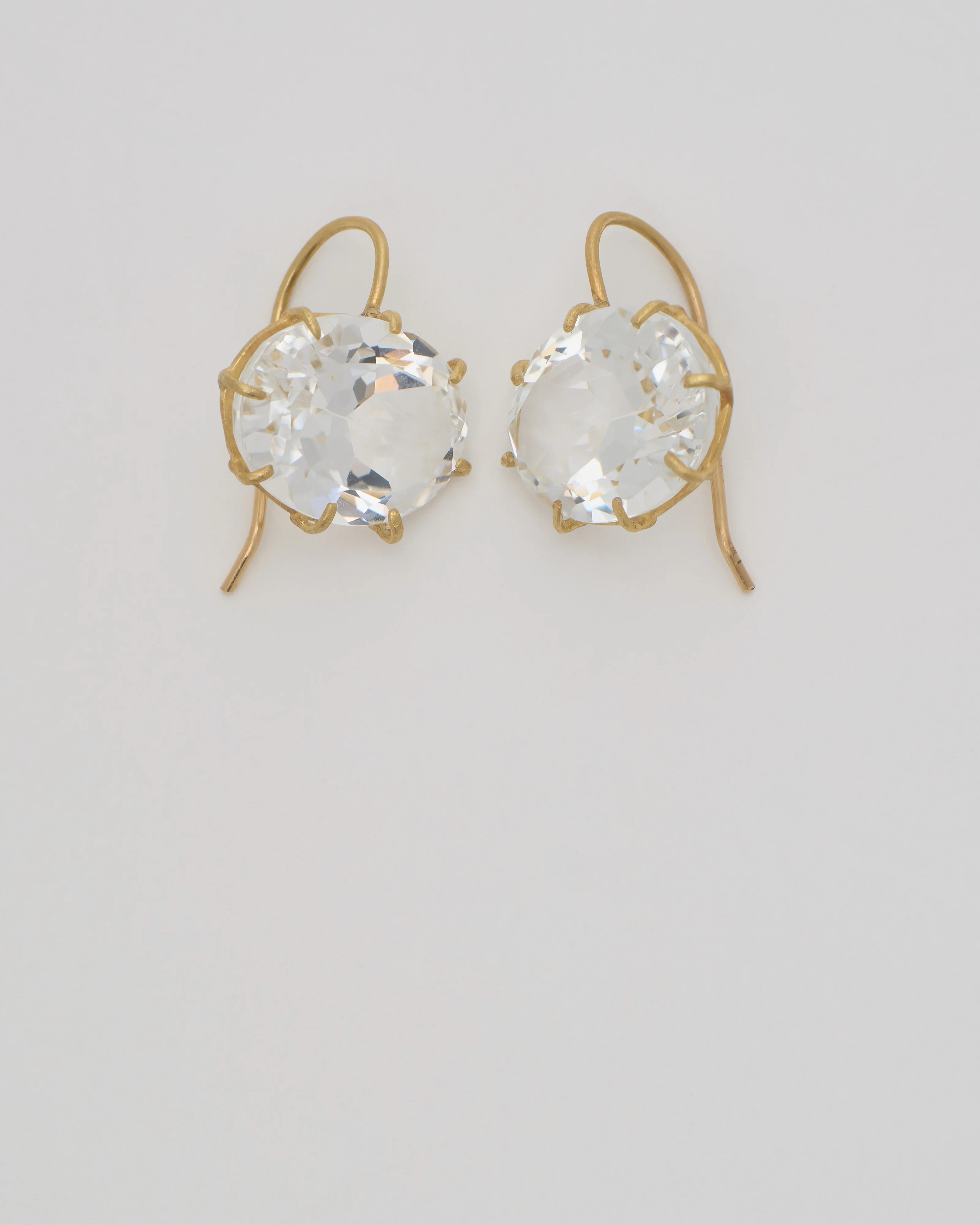 white topaz faceted oval earrings - Image 4