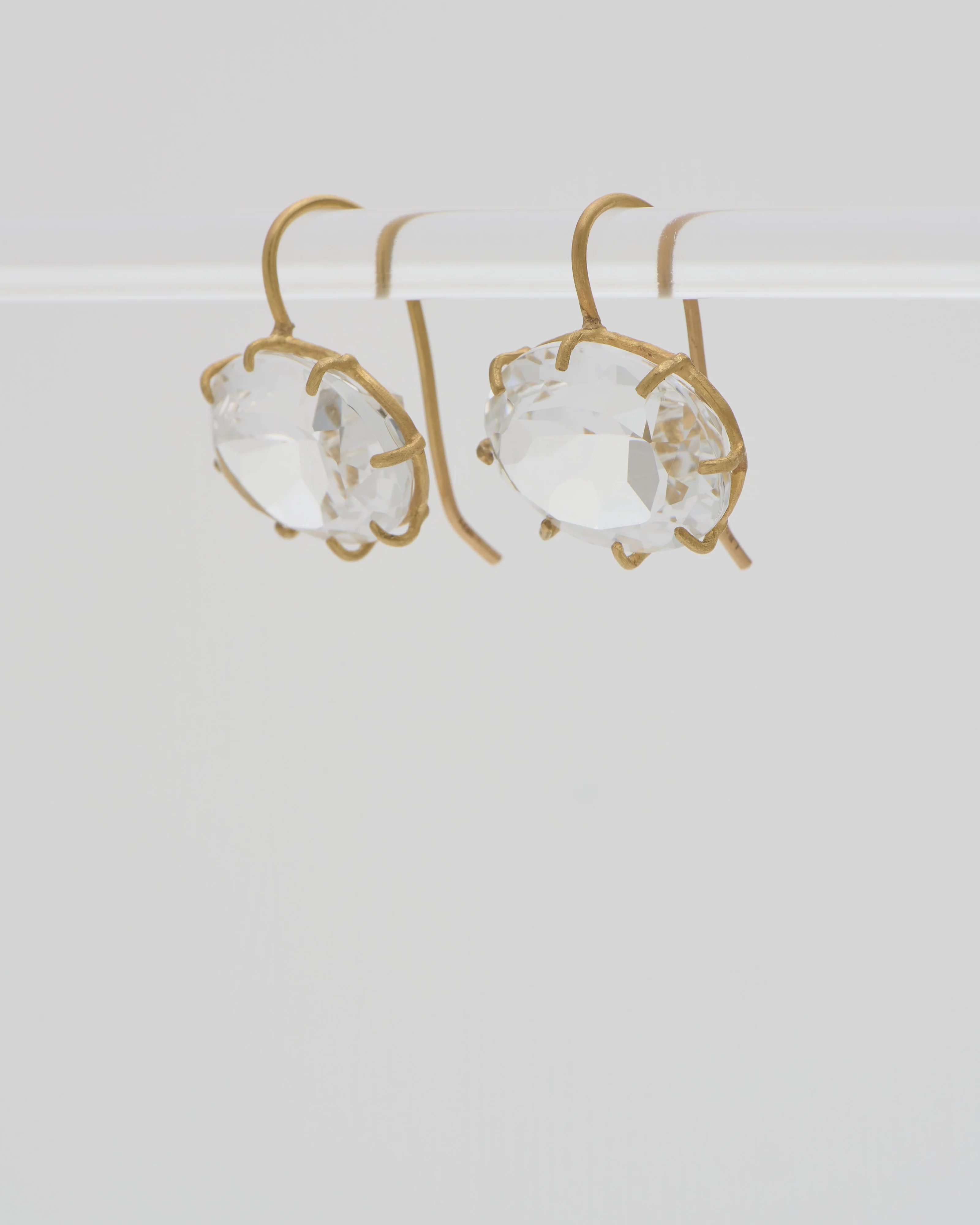 white topaz faceted oval earrings - Image 5