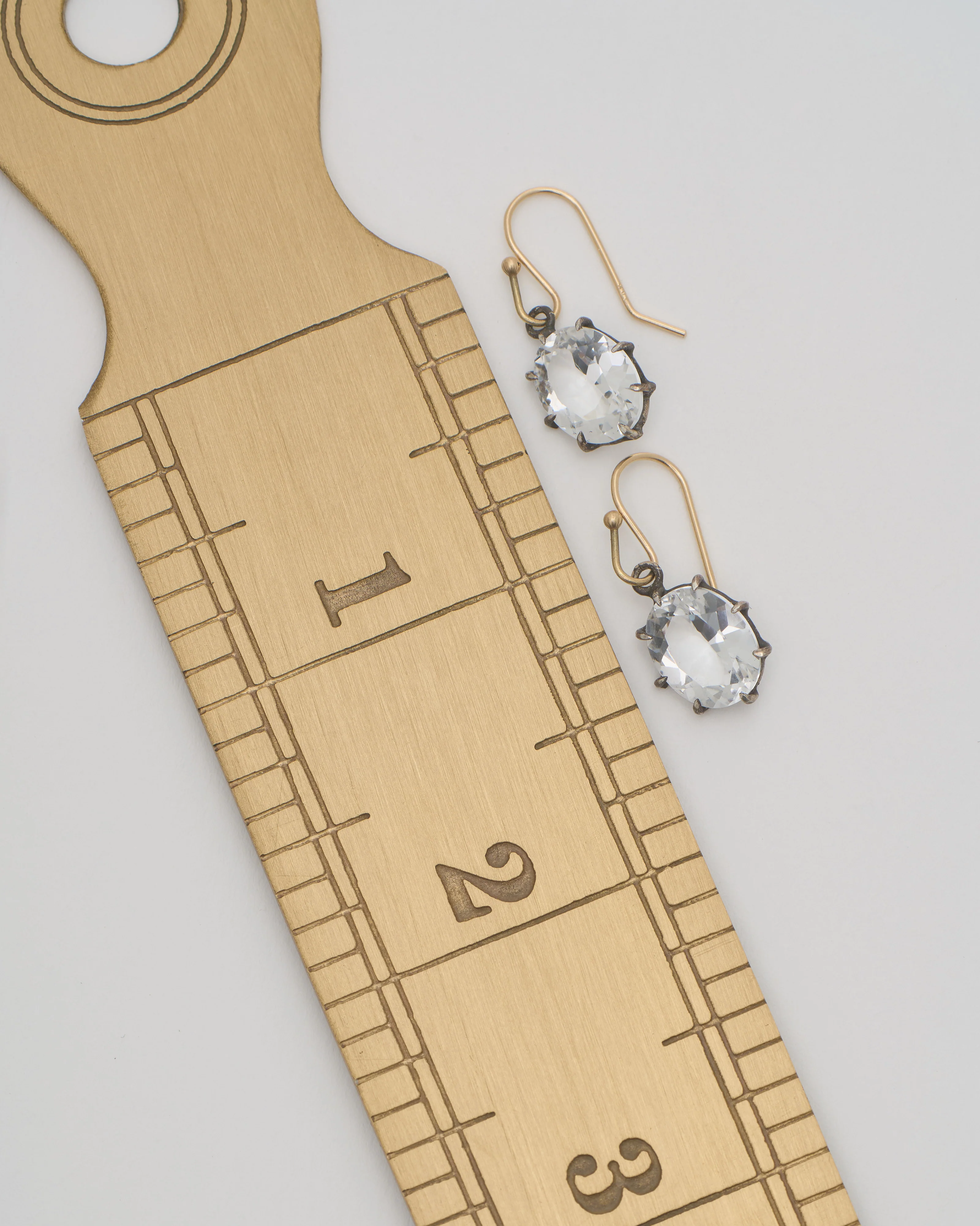 white topaz faceted oval north/south earrings - Image 6