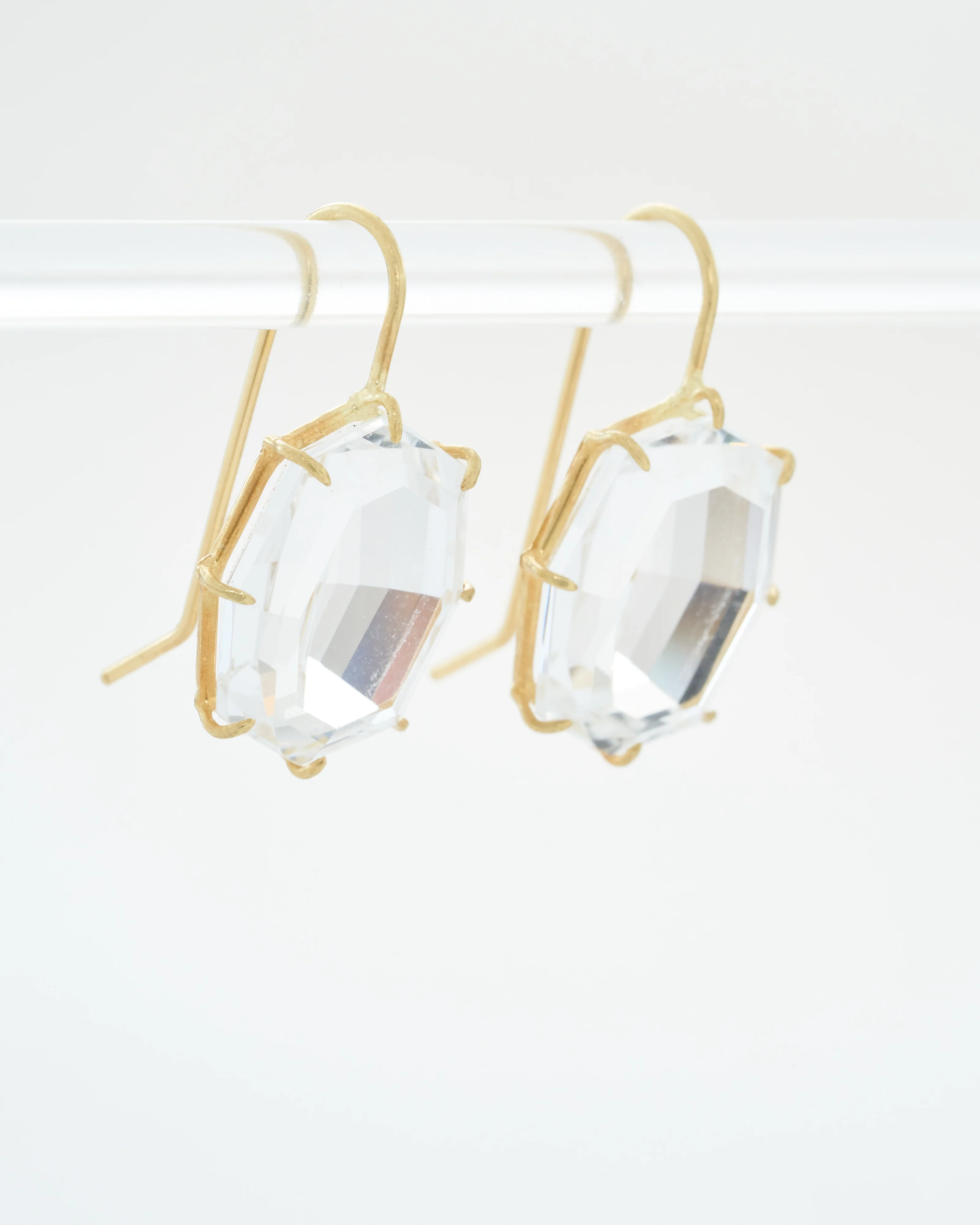 white topaz octagon drop earrings - Image 2