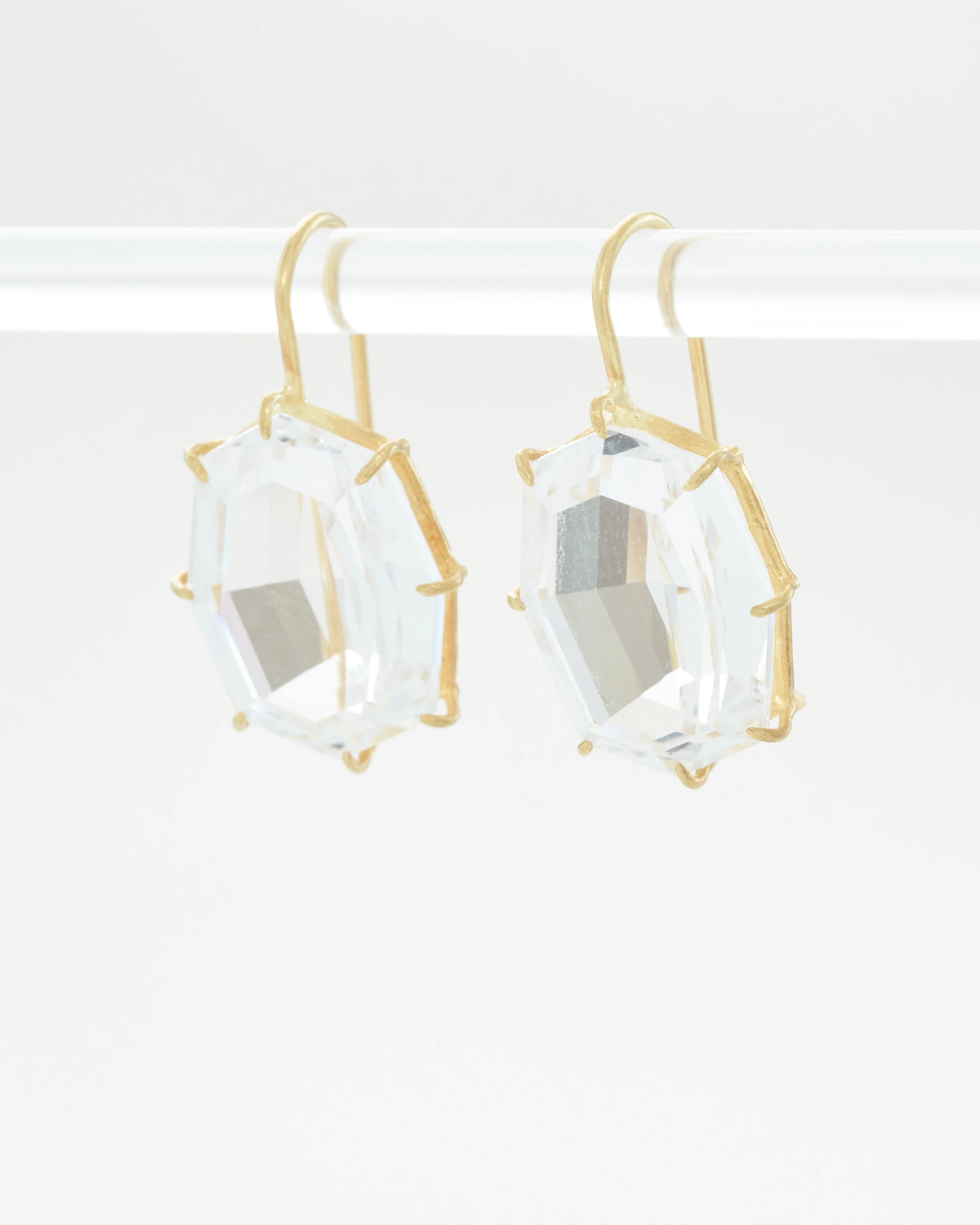 white topaz octagon drop earrings - Image 3