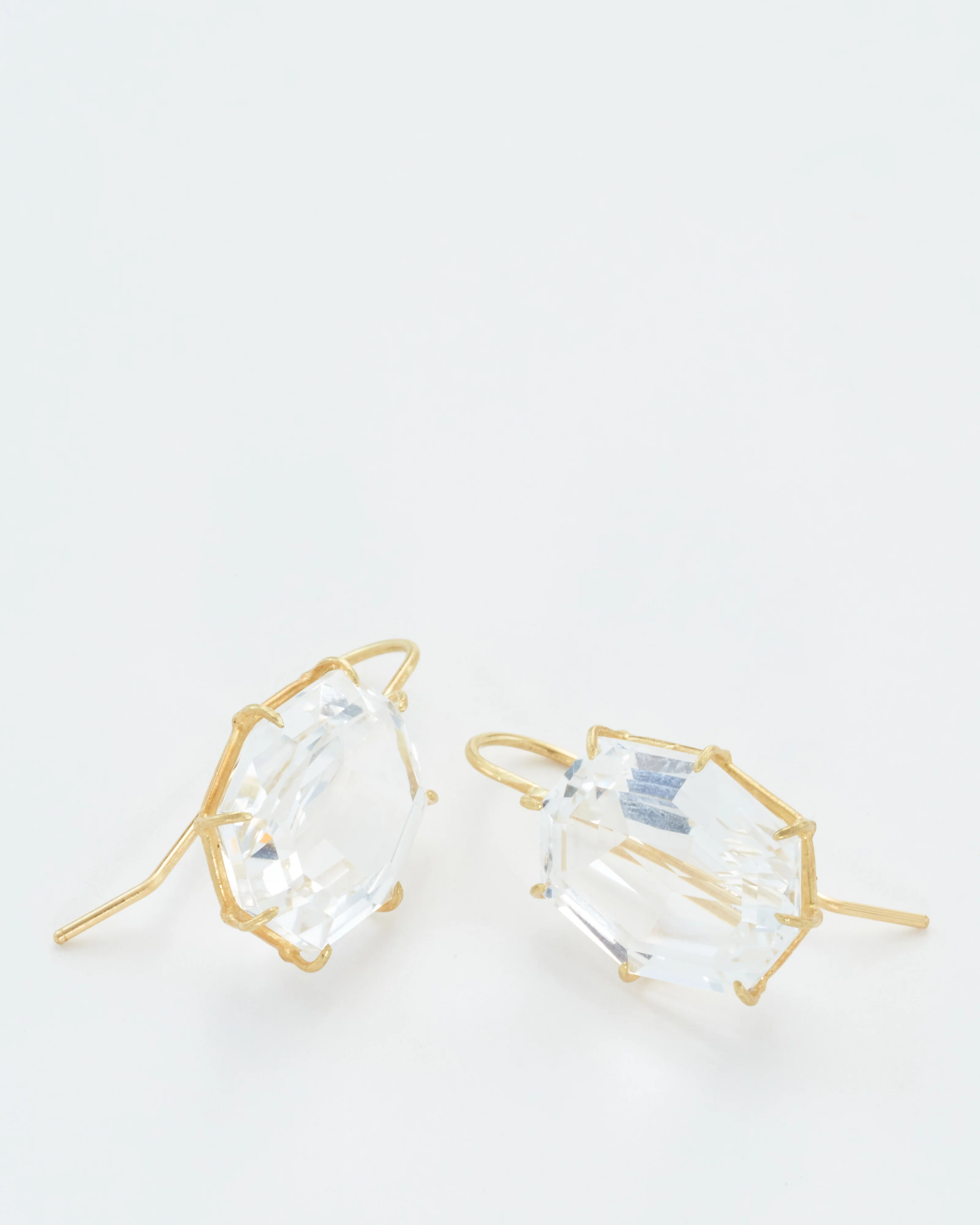 white topaz octagon drop earrings - Image 5
