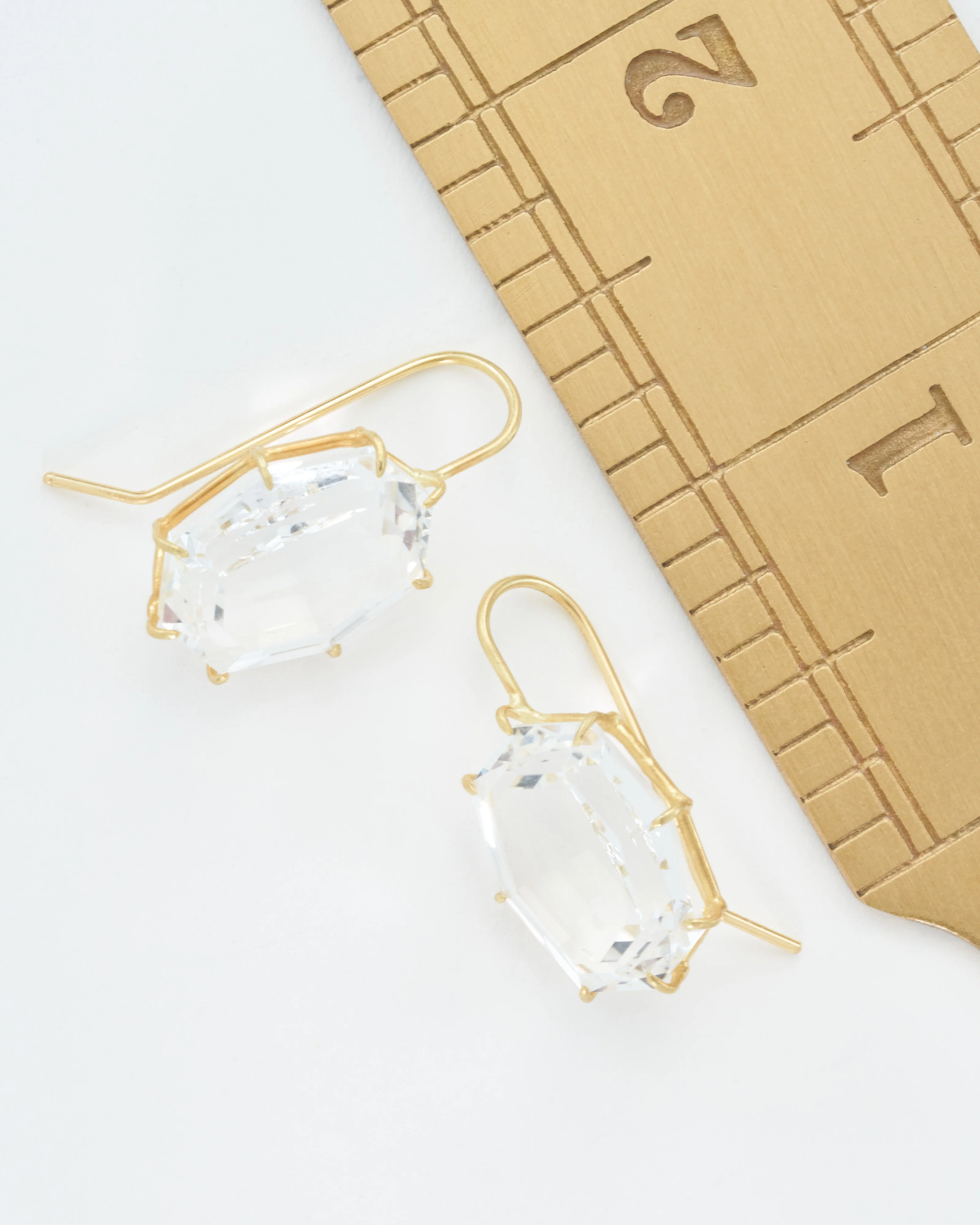 white topaz octagon drop earrings - Image 6