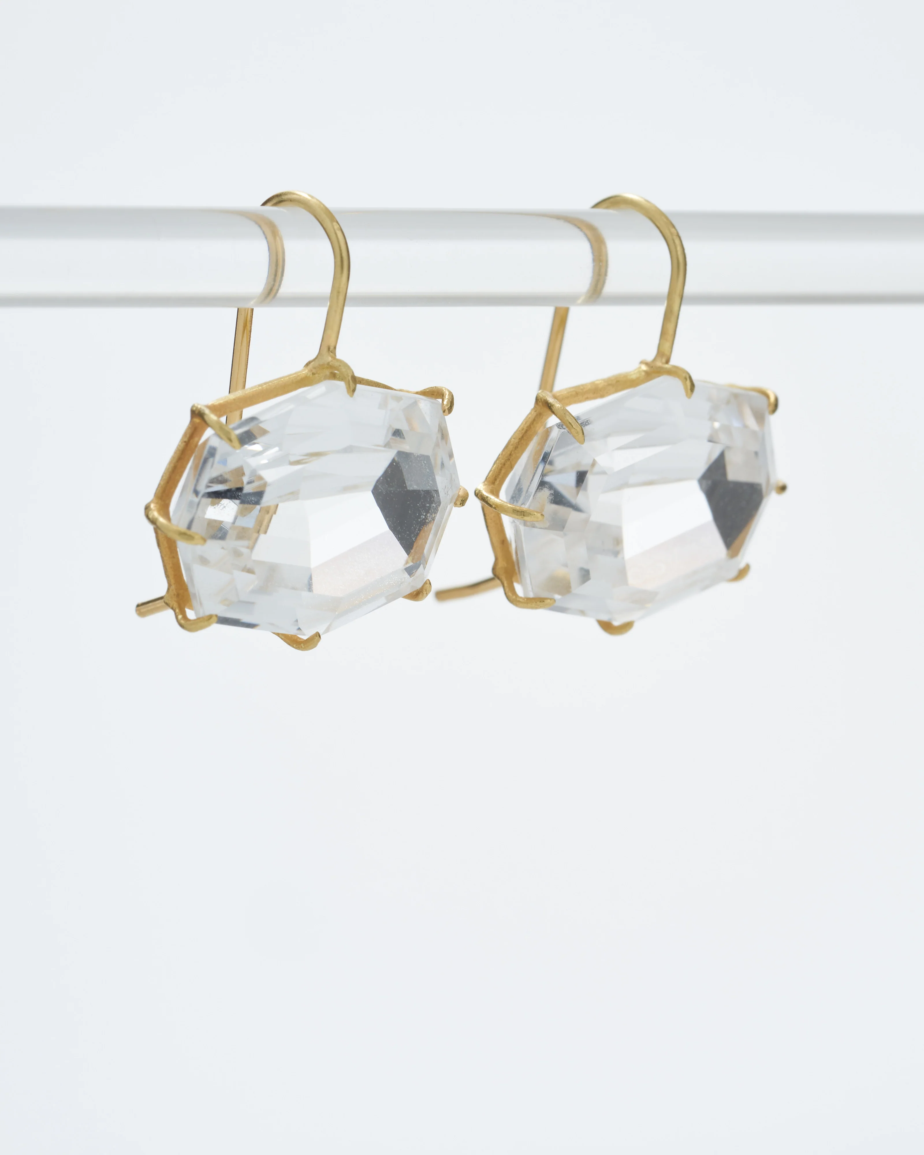 white topaz octagon east west drop earrings - Image 2