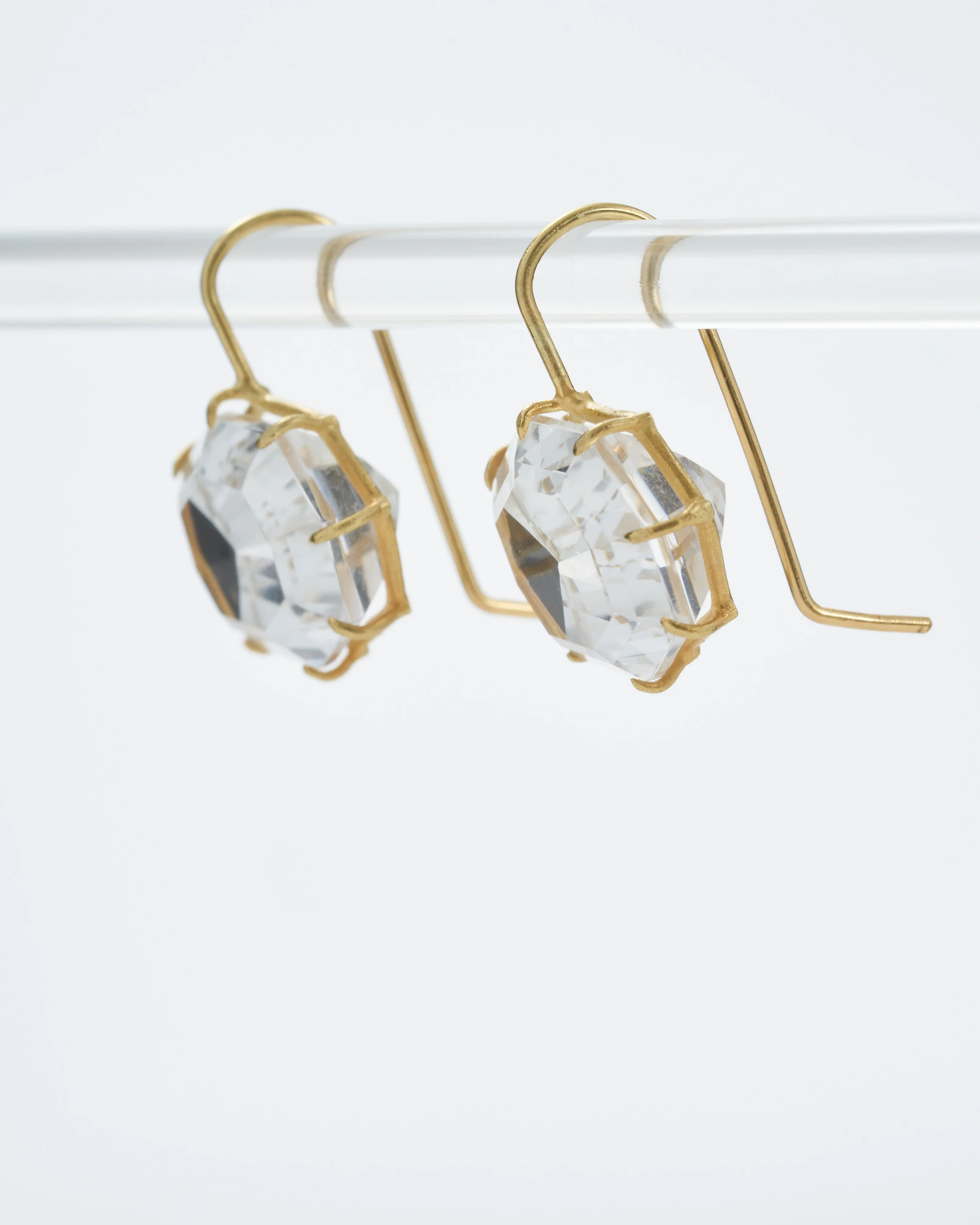white topaz octagon east west drop earrings - Image 3