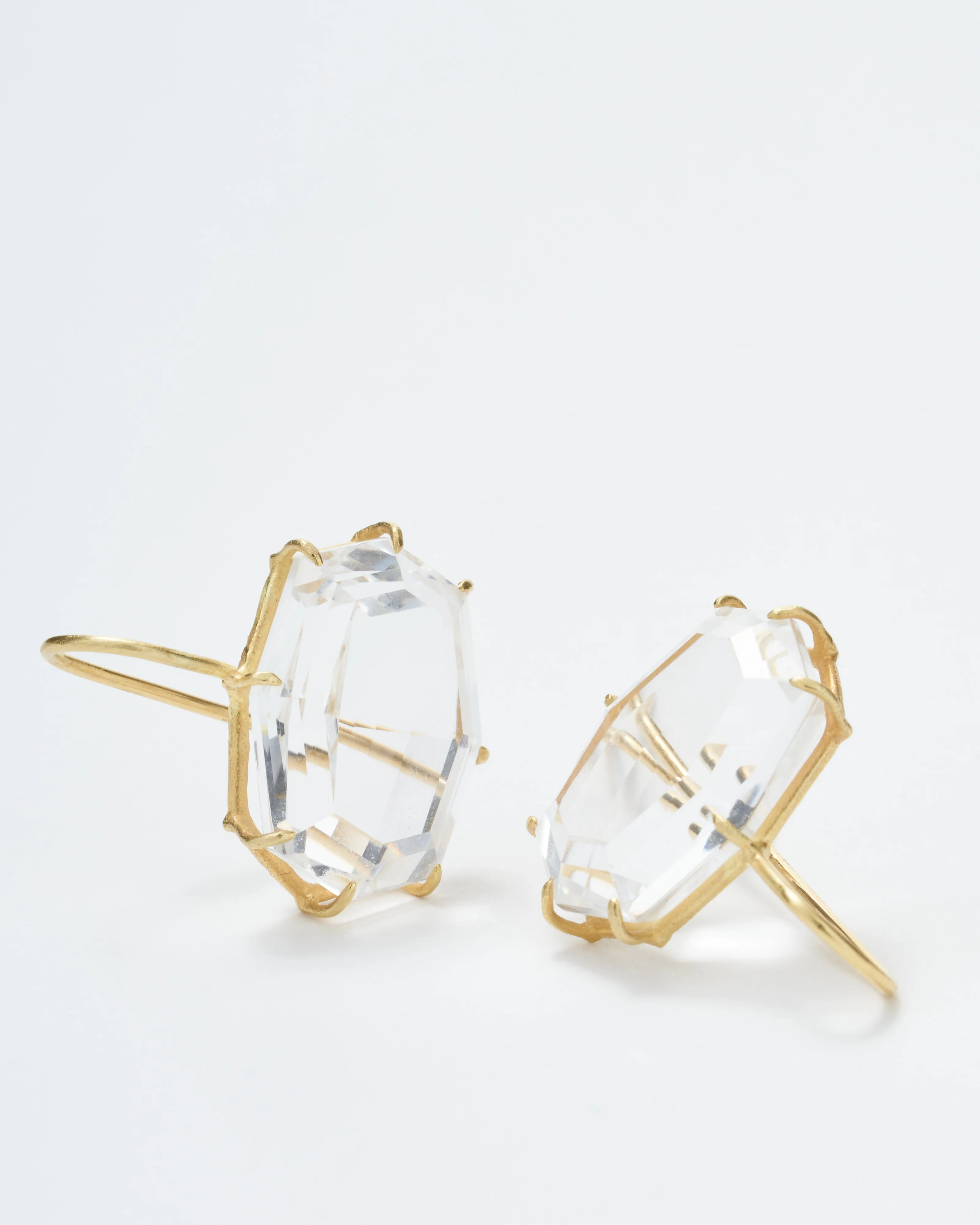 white topaz octagon east west drop earrings - Image 4
