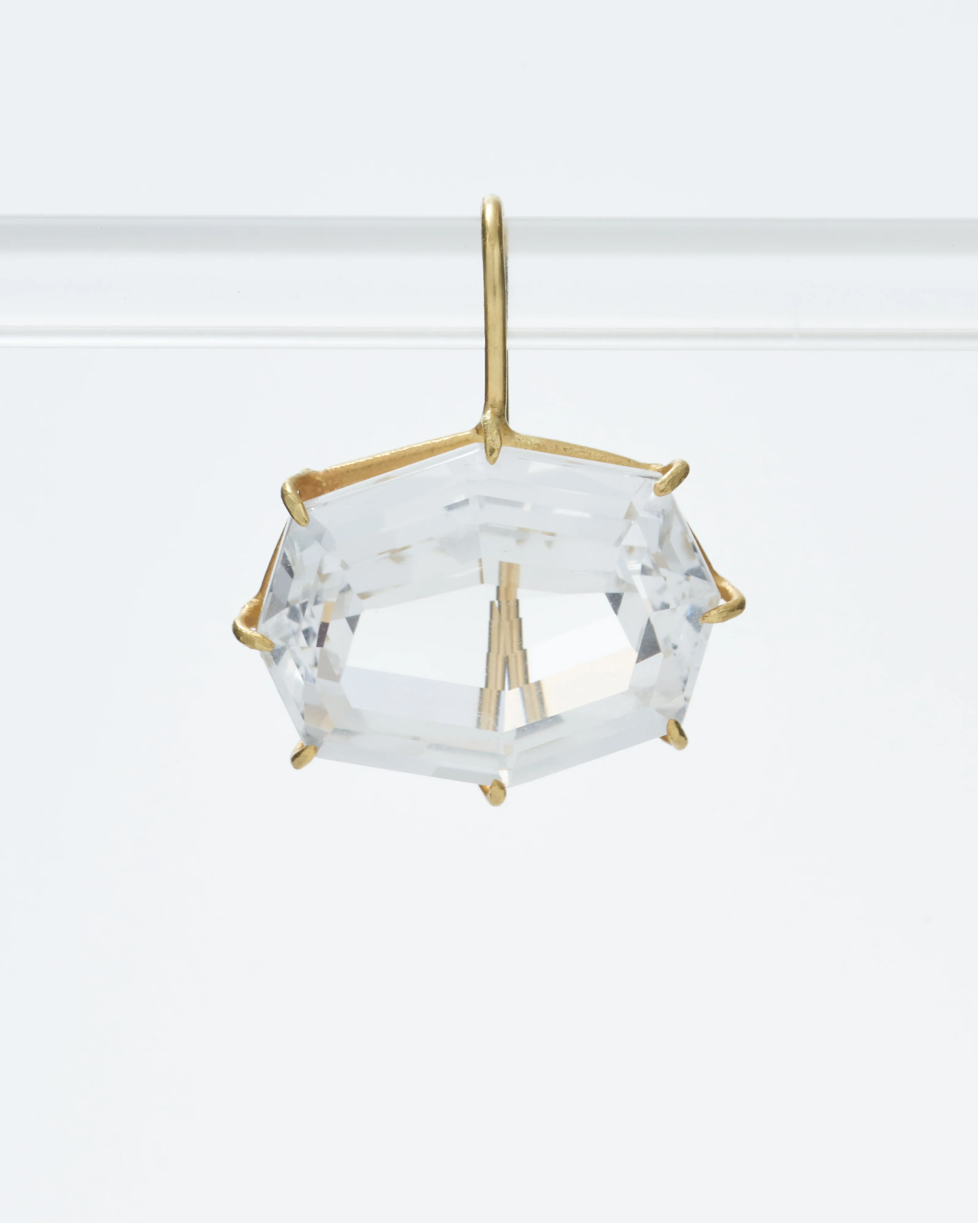 white topaz octagon east west drop earrings - Image 5