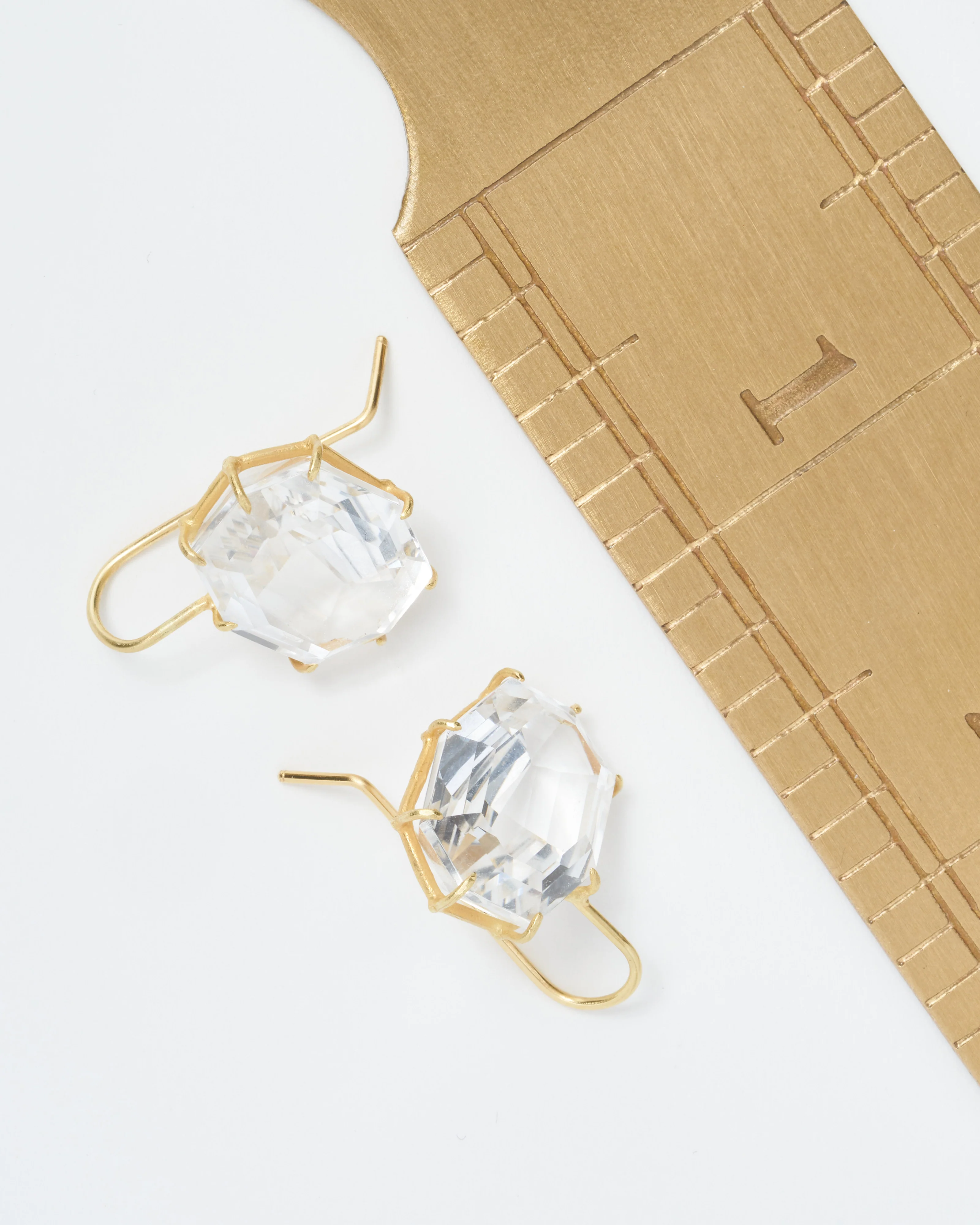 white topaz octagon east west drop earrings - Image 6