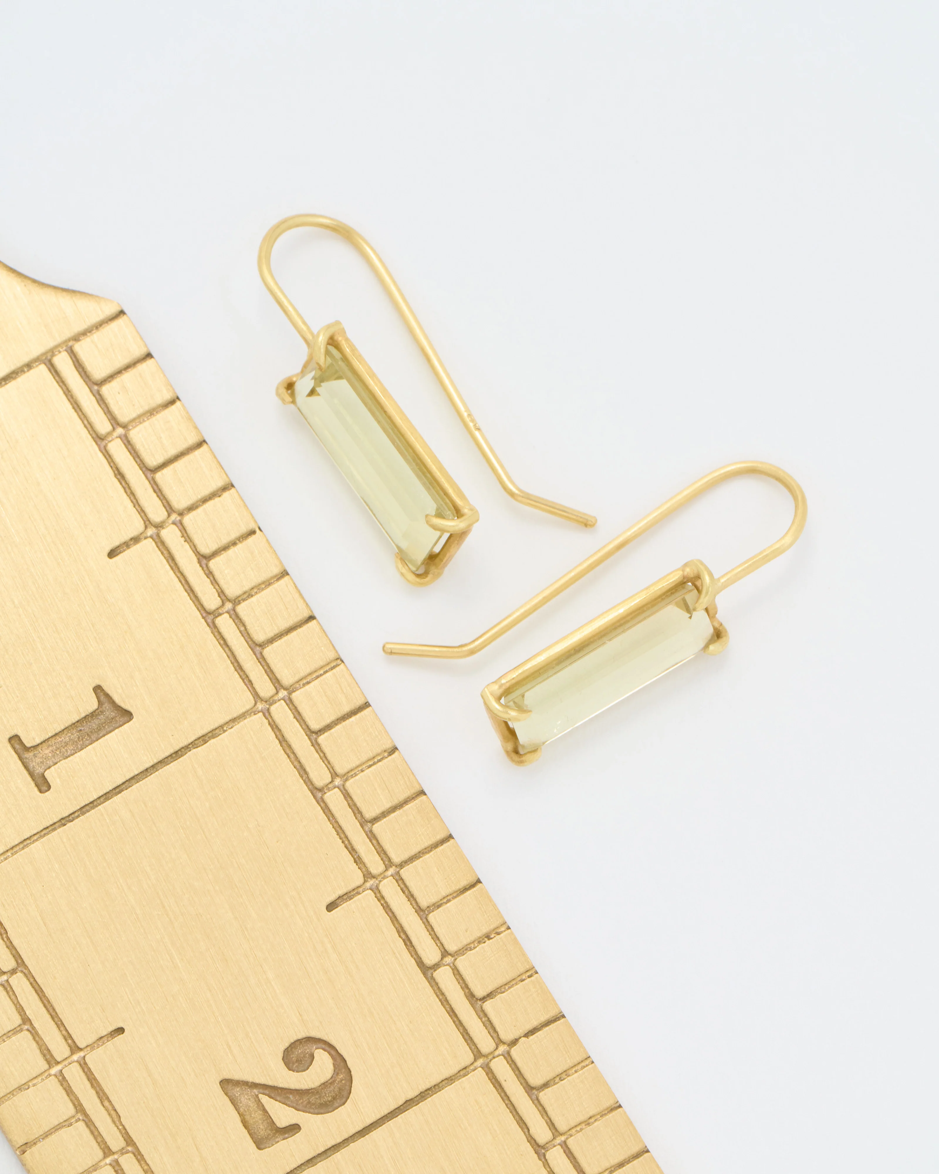 yellow beryl emerald cut earrings - Image 7