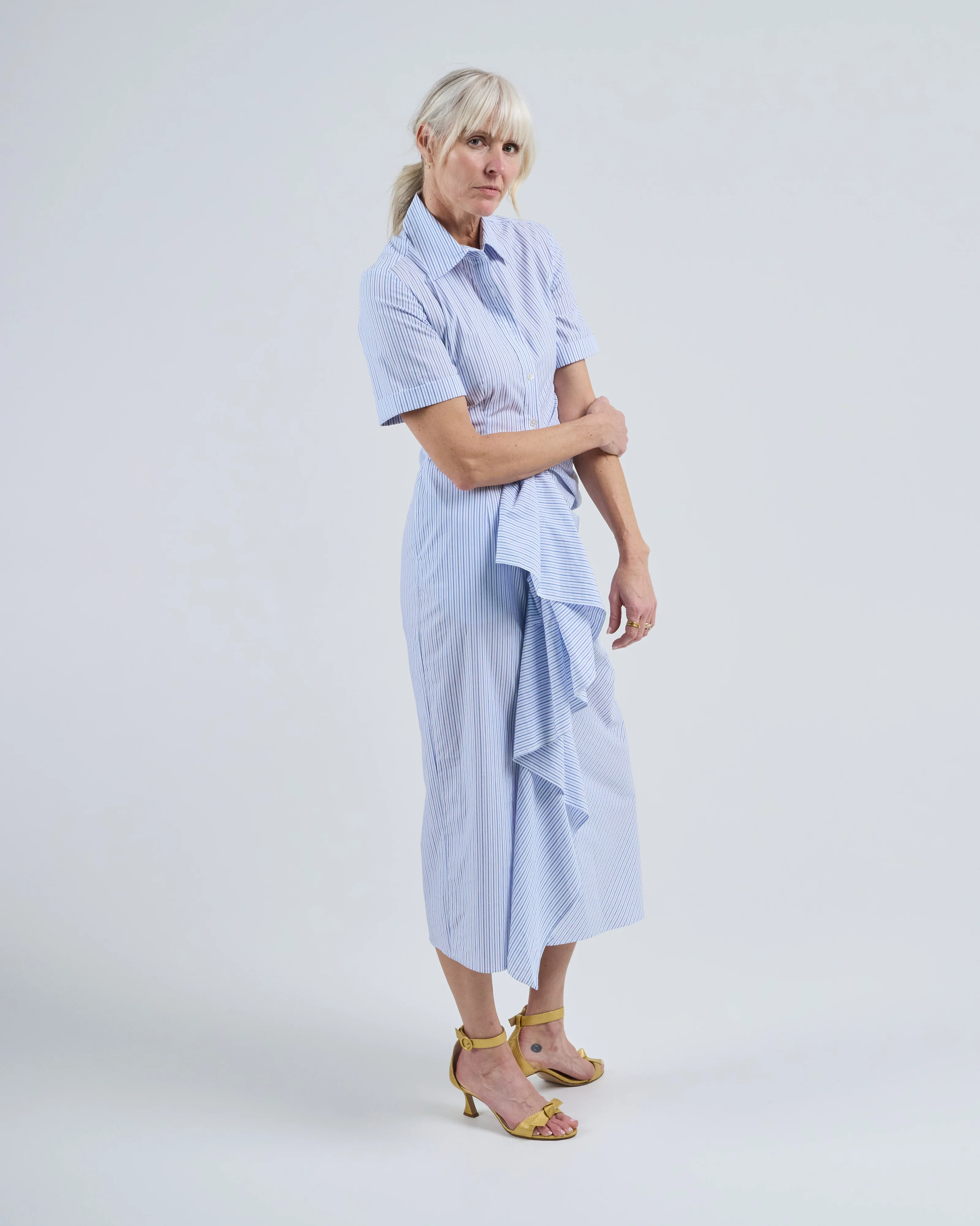 gathered ruffle shirt dress - Image 3