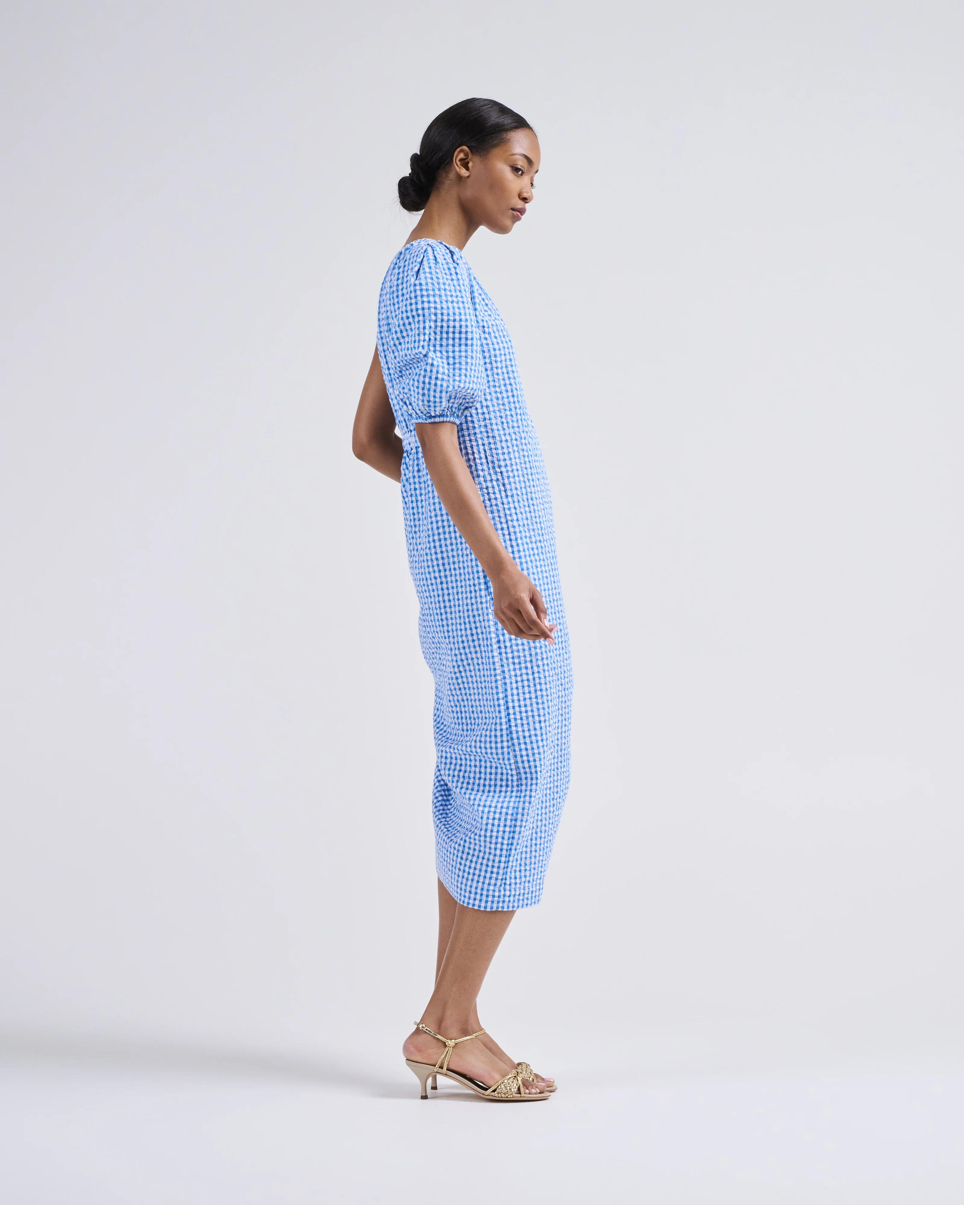 one shoulder puff sleeve dress - Image 4