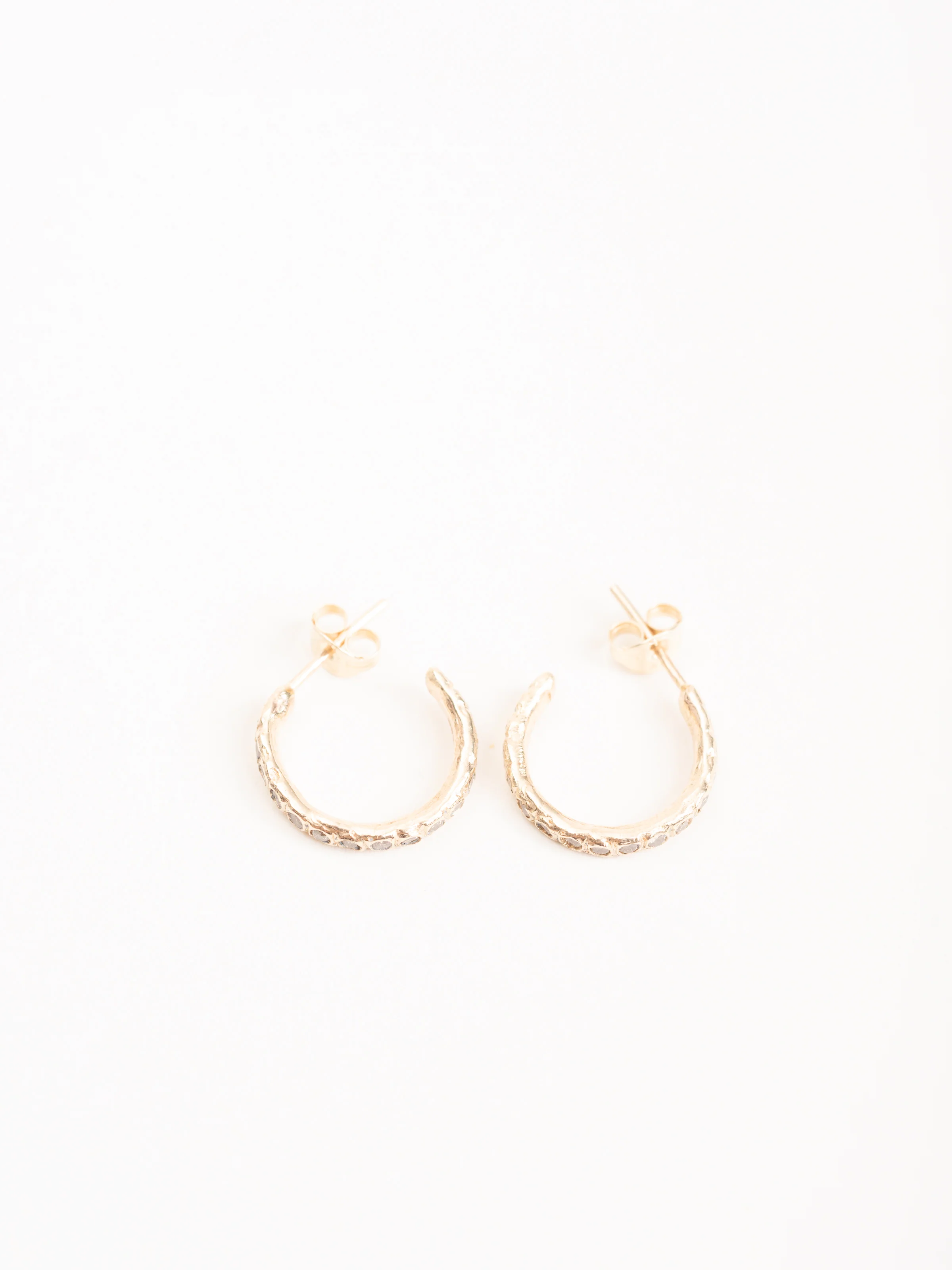champagne diamond beaded hoops