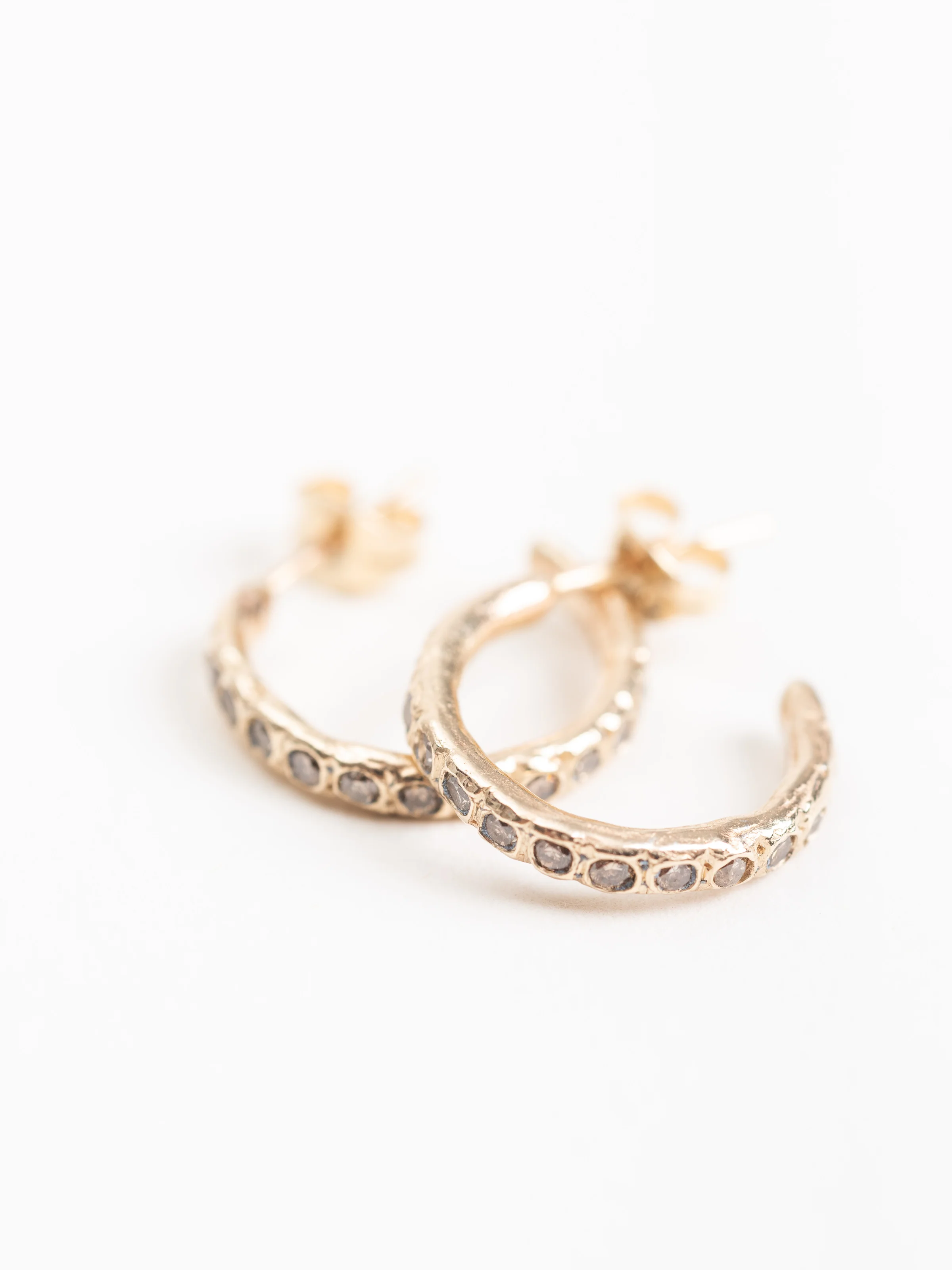 champagne diamond beaded hoops - Image 3