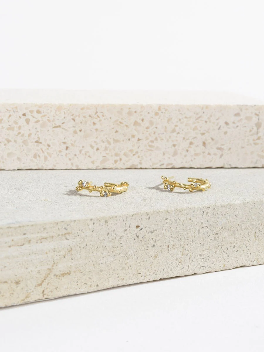 small diamond encrusted gold hoops - Image 2
