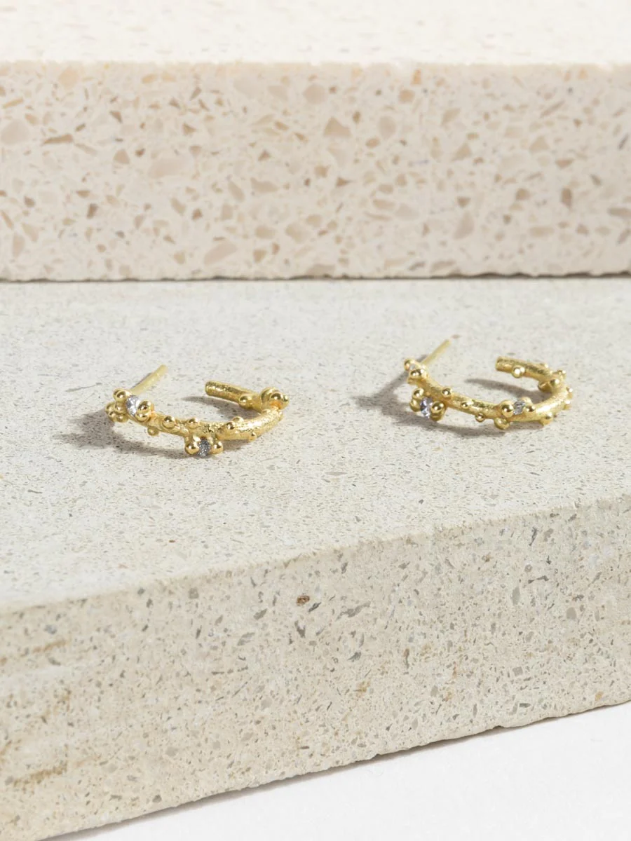 small diamond encrusted gold hoops - Image 3