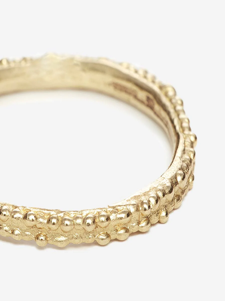 double beaded yellow gold band - Image 2