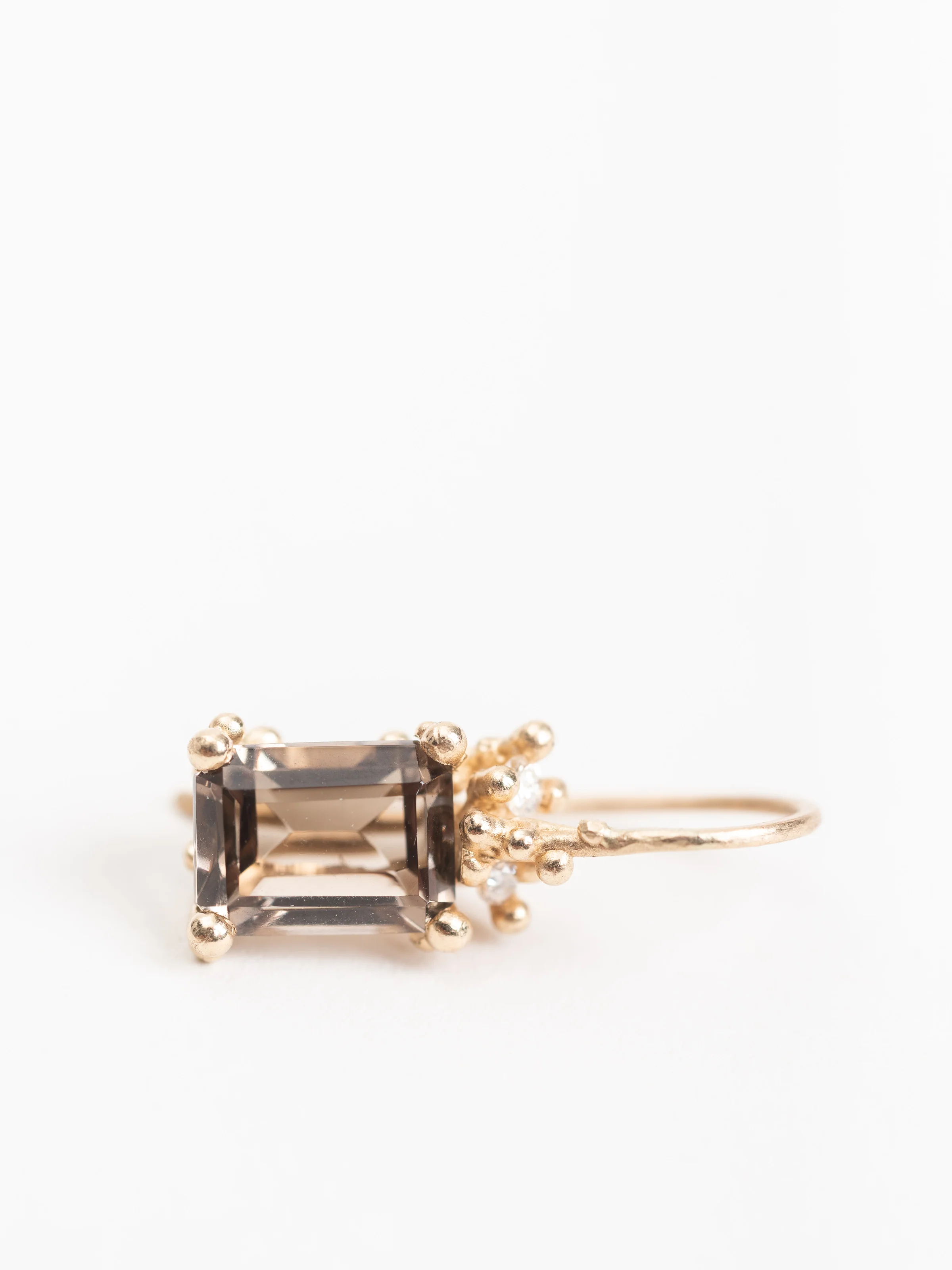 emerald cut smoky quartz & diamond drop earrings - Image 3