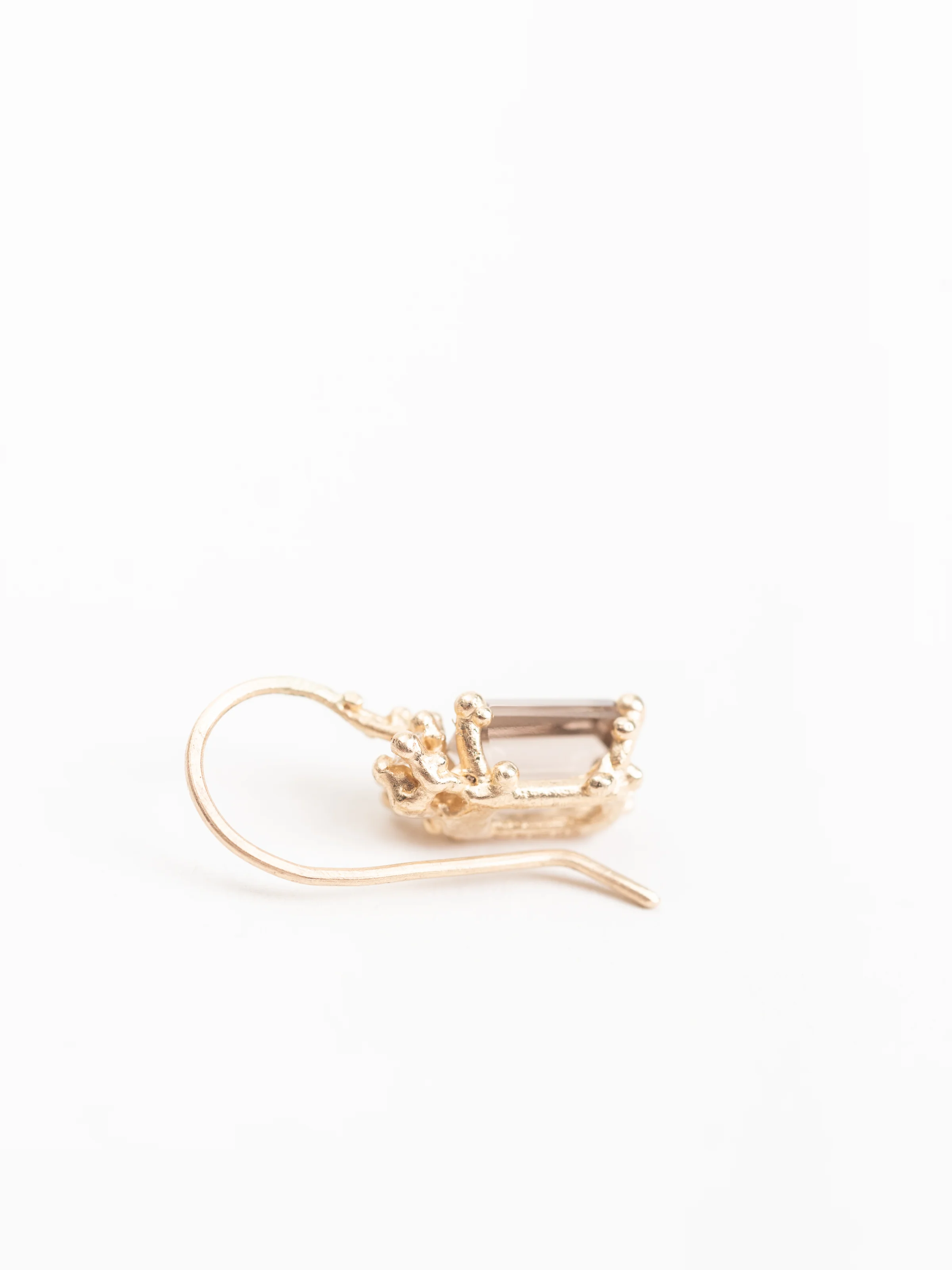 emerald cut smoky quartz & diamond drop earrings - Image 4