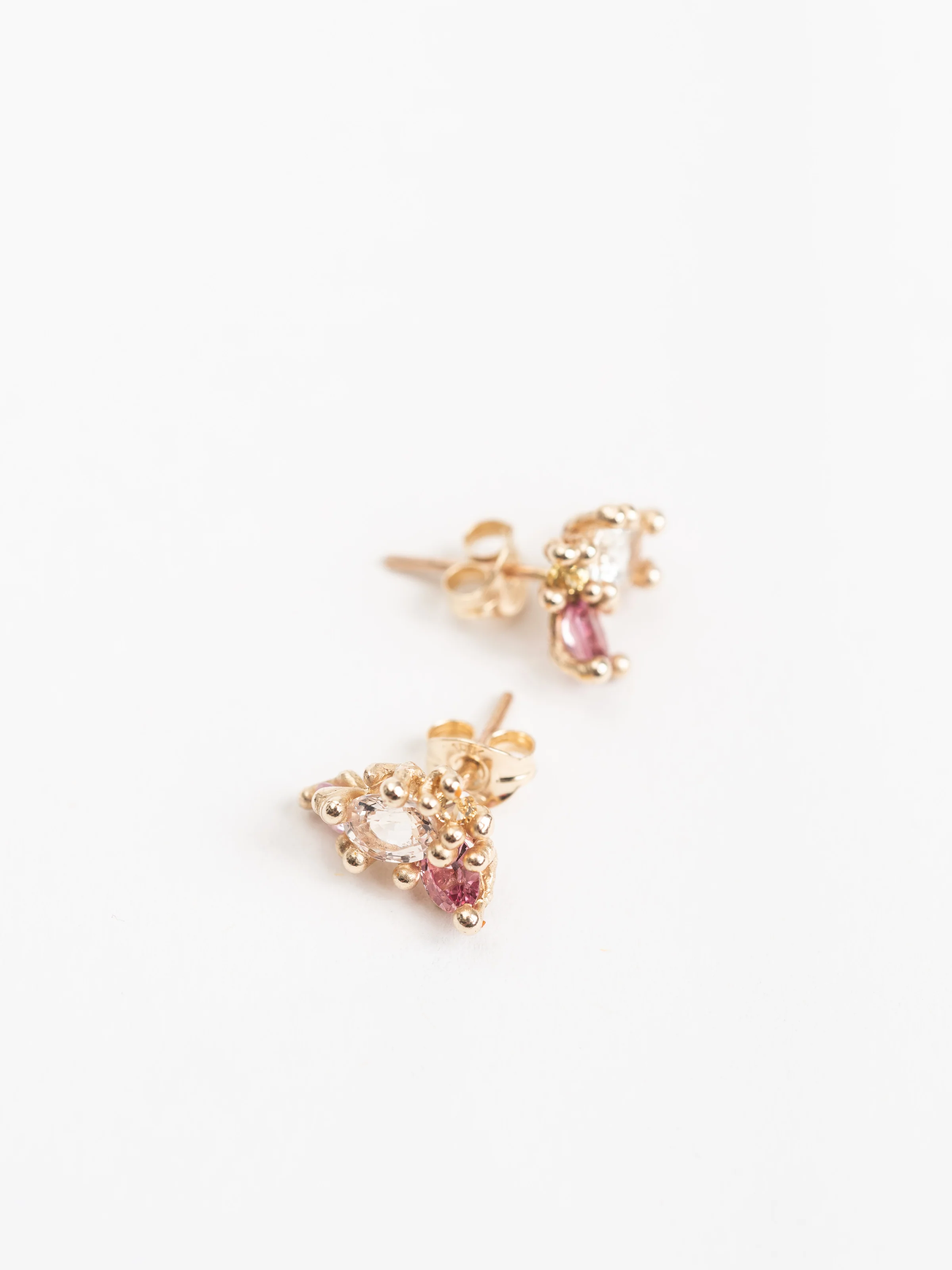 mixed sapphire encrusted stud earrings - Image 2