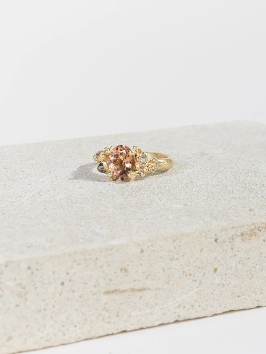 pink tourmaline and grey diamond ring - Image 2