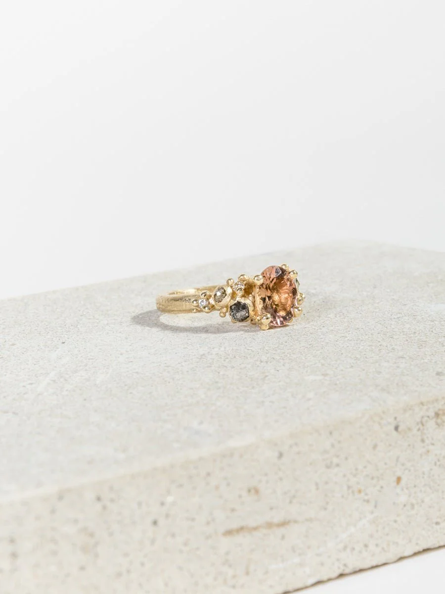 pink tourmaline and grey diamond ring - Image 3
