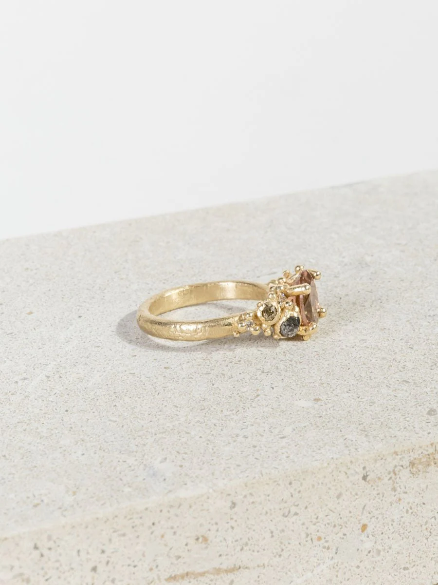 pink tourmaline and grey diamond ring - Image 4